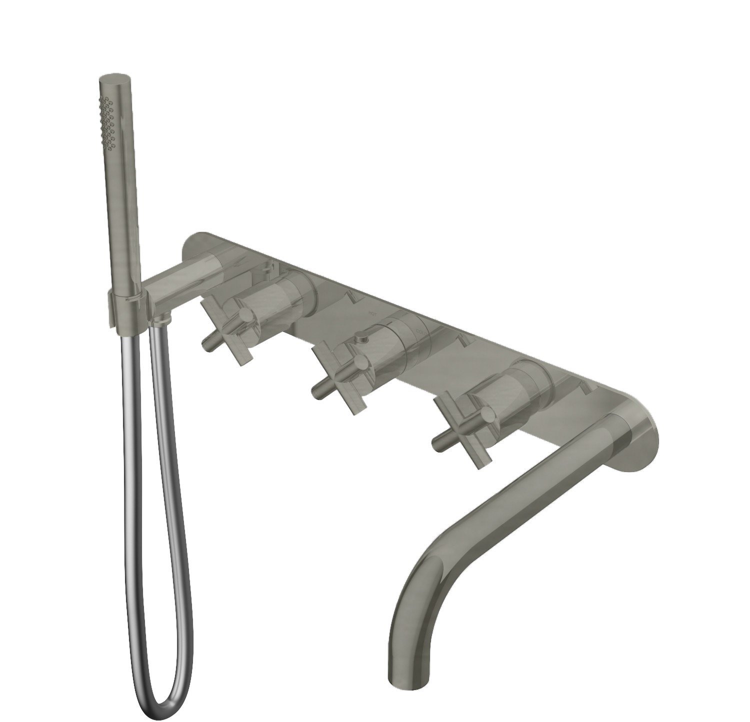 Hotbath Chap Inbouw Badthermostaatkraan Met 2 Stopkranen, Uitloop En Handdouche Geborsteld Nikkel