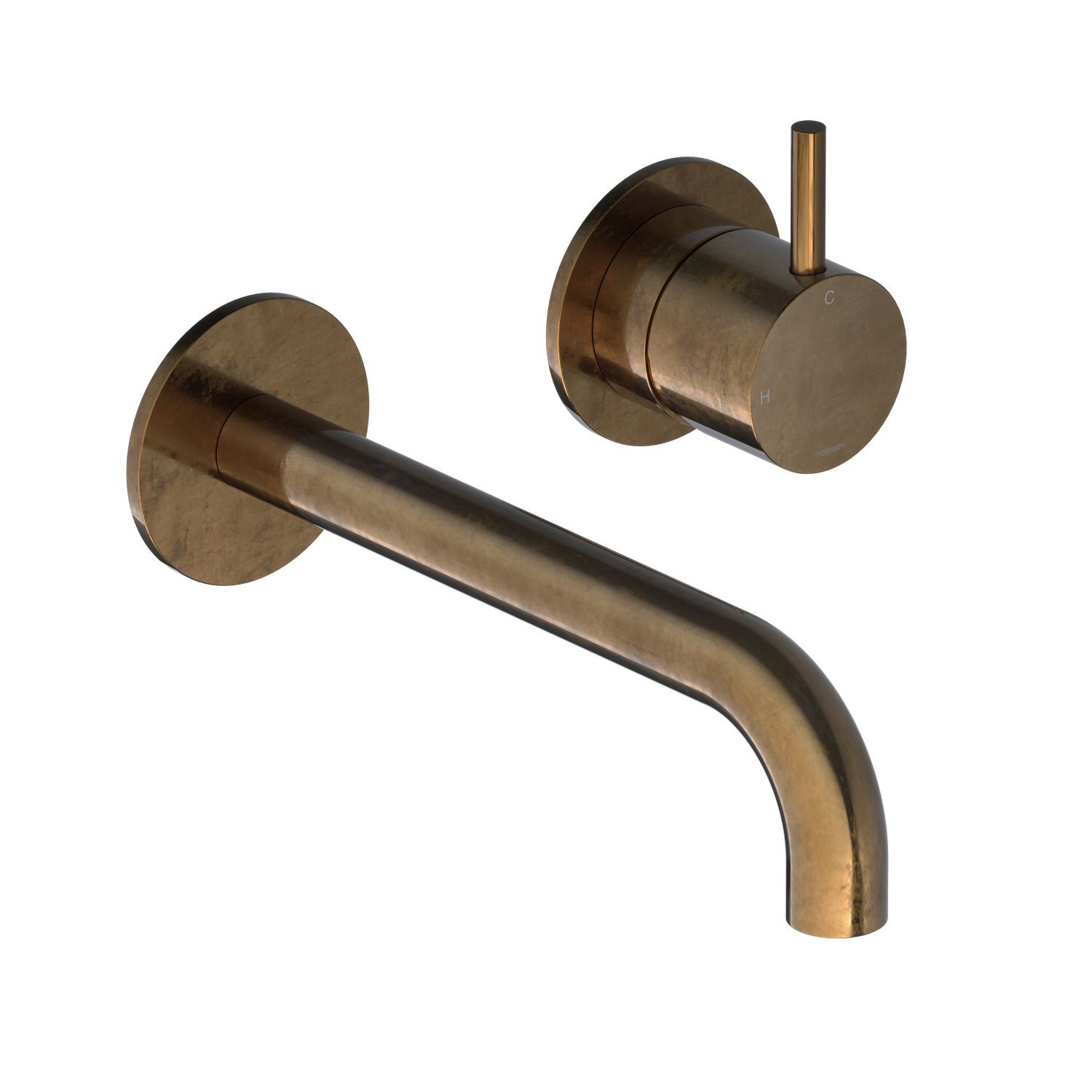 Hotbath Cobber Afbouwdeel - Inbouw Wastafelmengkraan Met 18cm Uitloop En 2 Knoppen Verouderd Messing - Living Colours