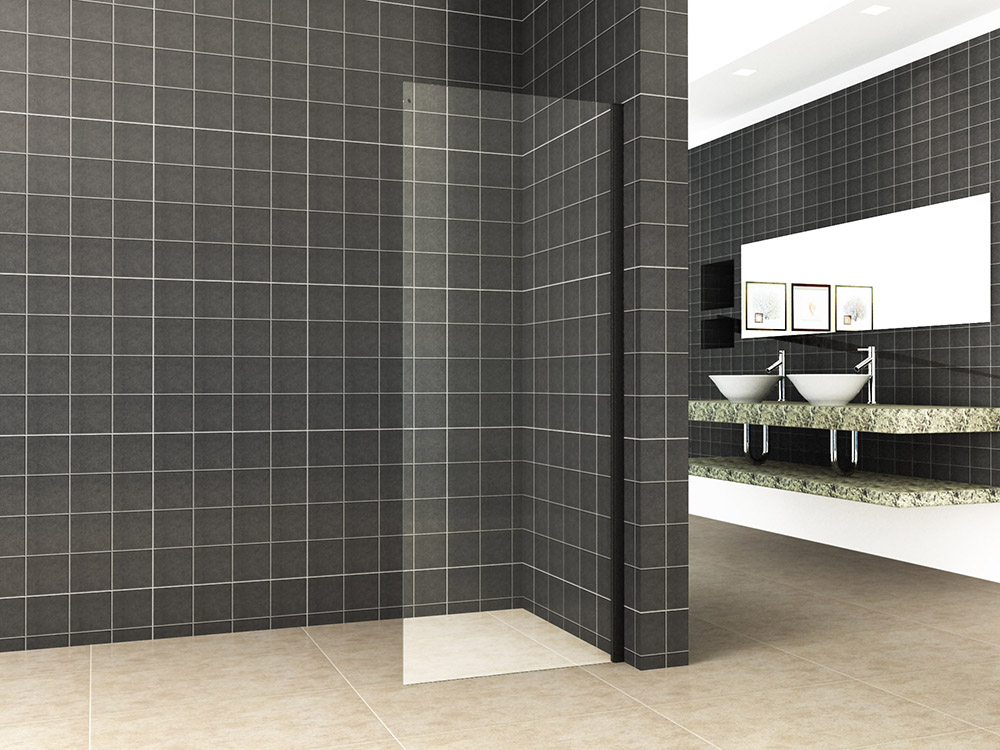 Zijwand tbv schuifbare nisdeur mat-zwart 80 cm 8 mm Nano