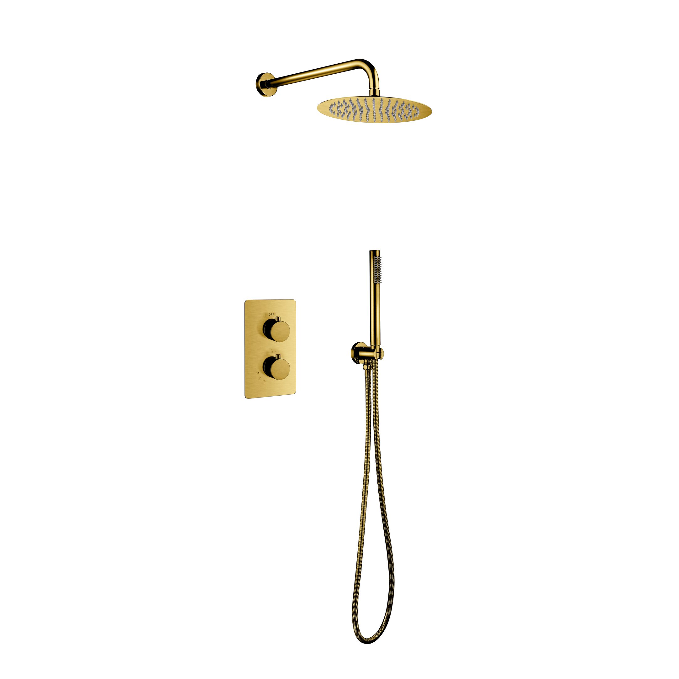 Creavit Aloni Inbouw Regendouche Thermostatische Met Wandarm En 25cm Geborsteld Goud