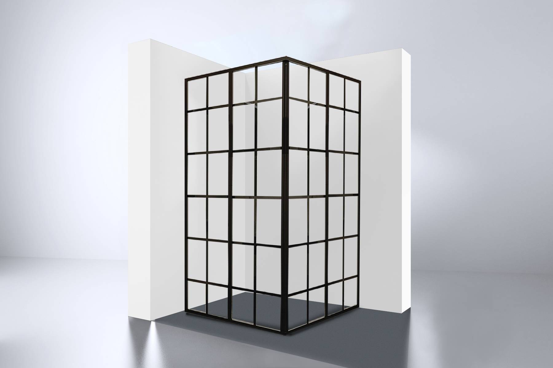 Black-Corner Douche Hoekinstap 99X99X210Cm