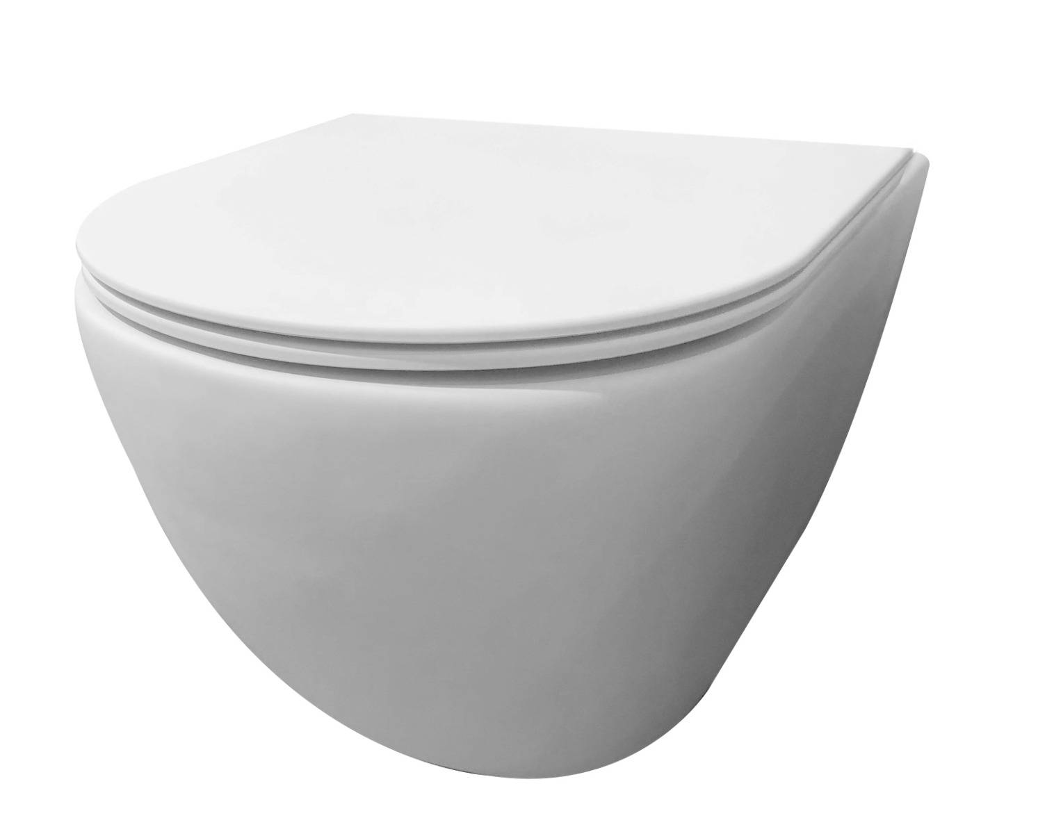 Morrano-49-Zonder-Spoelrand-Rimfree Wandcloset Inclusief Zitting Mat-Wit