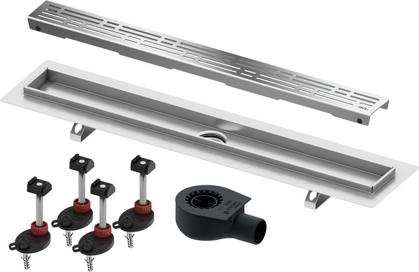 Tecedrainline Douchegootset 800 Mm, Met Twee Afvoeren En Designgoot "Basic"