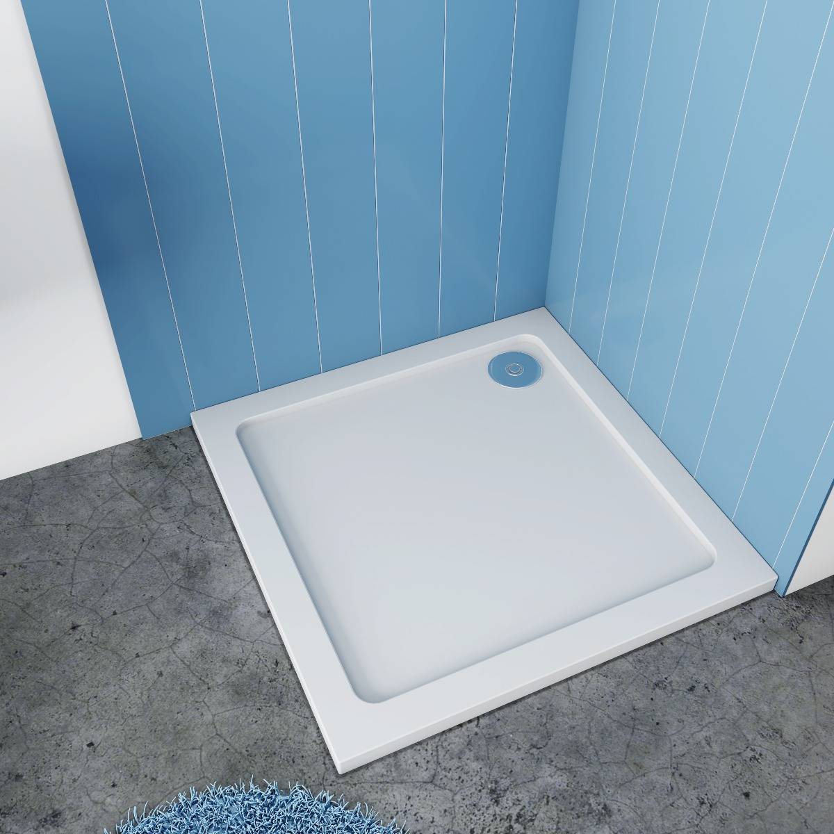 Douchebak Vierkant 80x80 Polystone exclusief Sifon voorkant