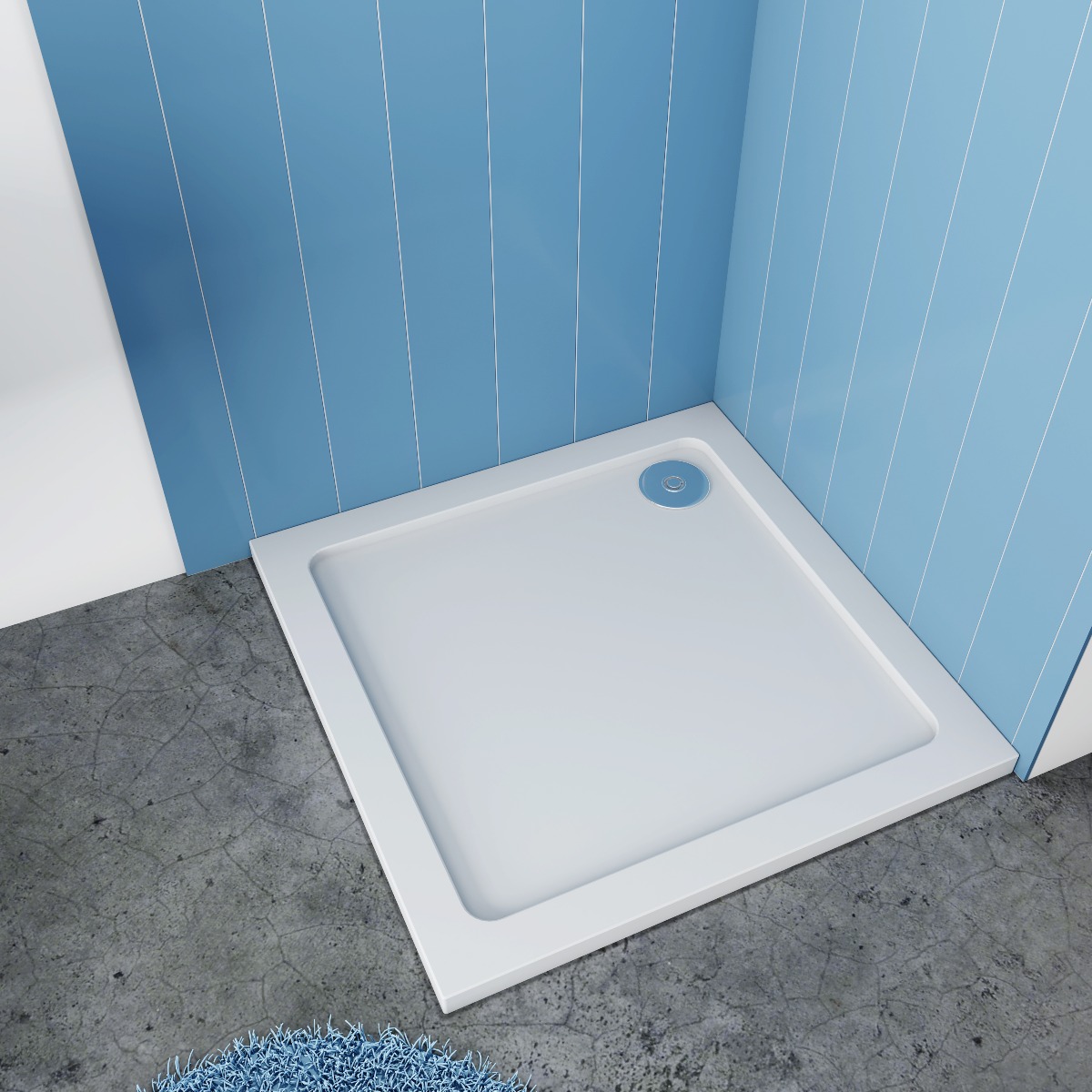 Douchebak Vierkant 90x90 Polystone exclusief Sifon voorkant