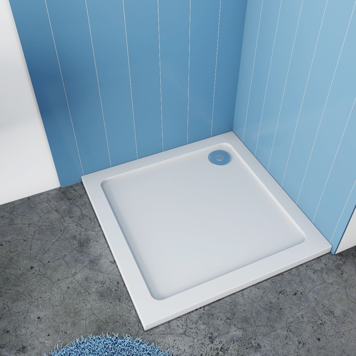 Douchebak Vierkant 100x100 Polystone exclusief Sifon voorkant