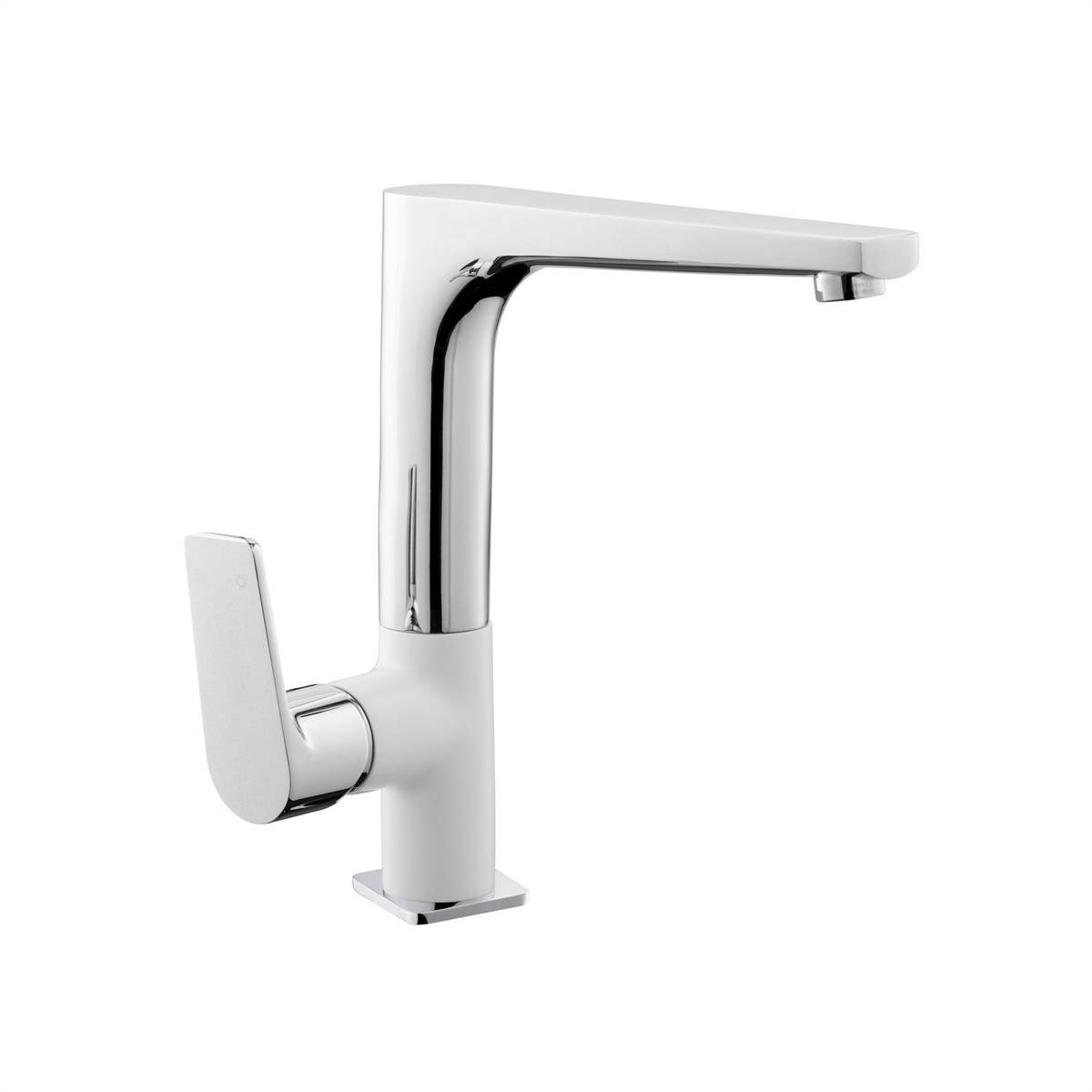 Keukenmengkraan Opbouw Rond Met Hendel Wit Chroom