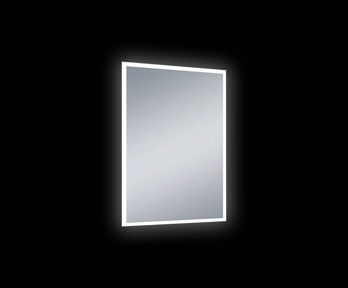 Badkamerspiegel 70x50cm Met LED Verlichting En Anti Condens spiegelverwarming schakelaar LED donker
