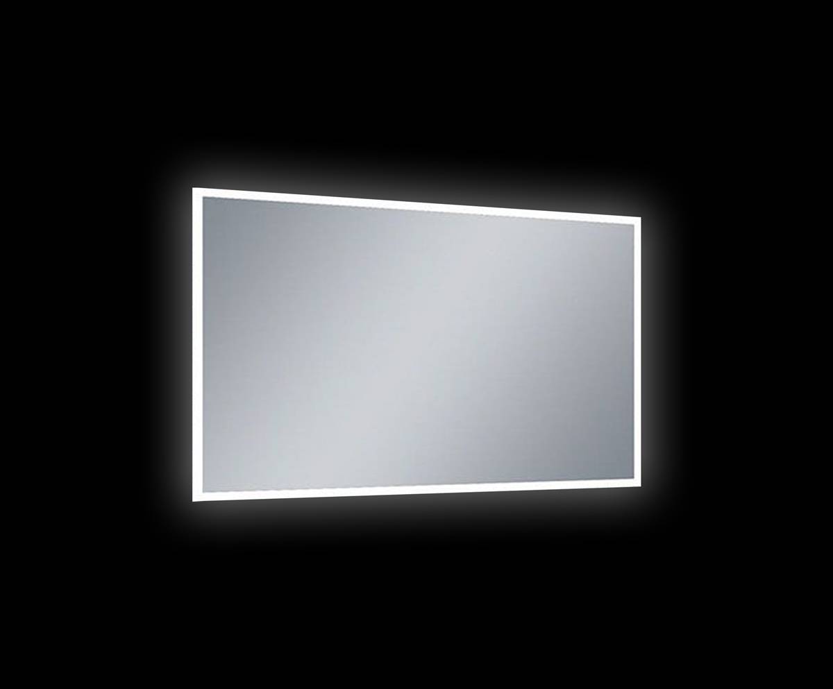 Badkamerspiegel 100x60cm Met LED Verlichting En Anti Condens spiegelverwarming schakelaar LED donker