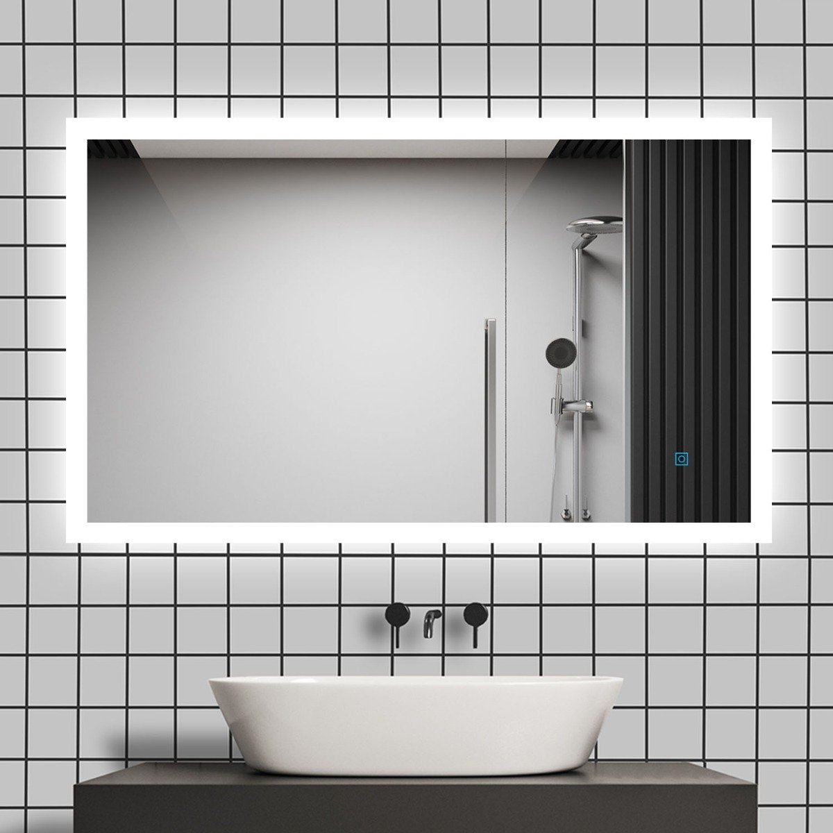 Badkamerspiegel Brightlight Touch 120X70Cm Met Led Verlichting En Spiegelverwarming