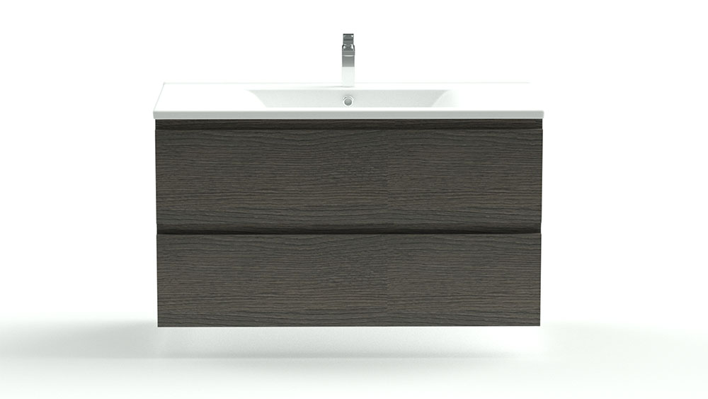 Serie Bellino - Badkamermeubel / Badmeubel / Wastafelkast - 100 cm - Houtnerf Grijs - MDF - Modern