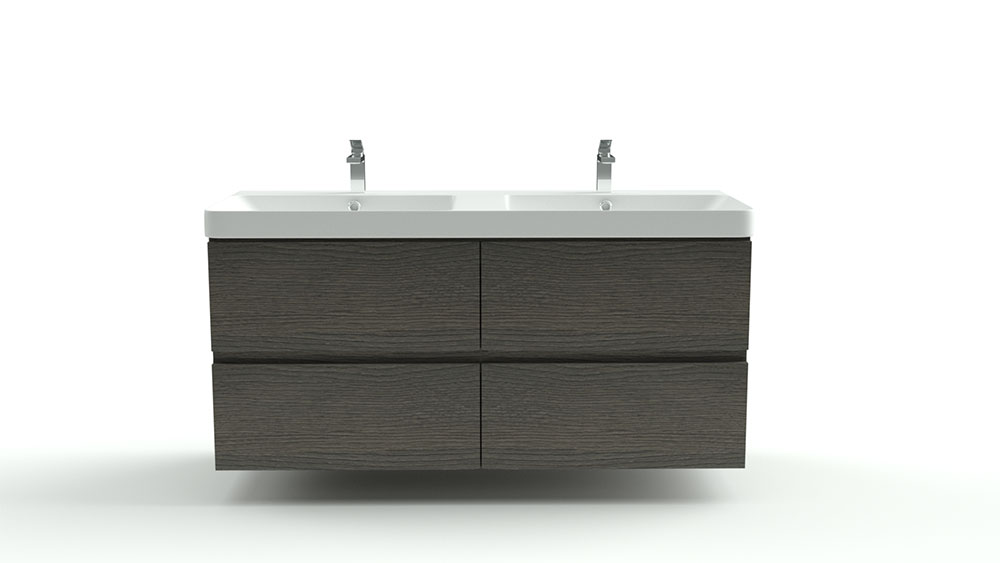 Serie Bellino - Badkamermeubel / Badmeubel / Wastafelkast - 120 cm - Houtnerf Grijs - MDF - Modern