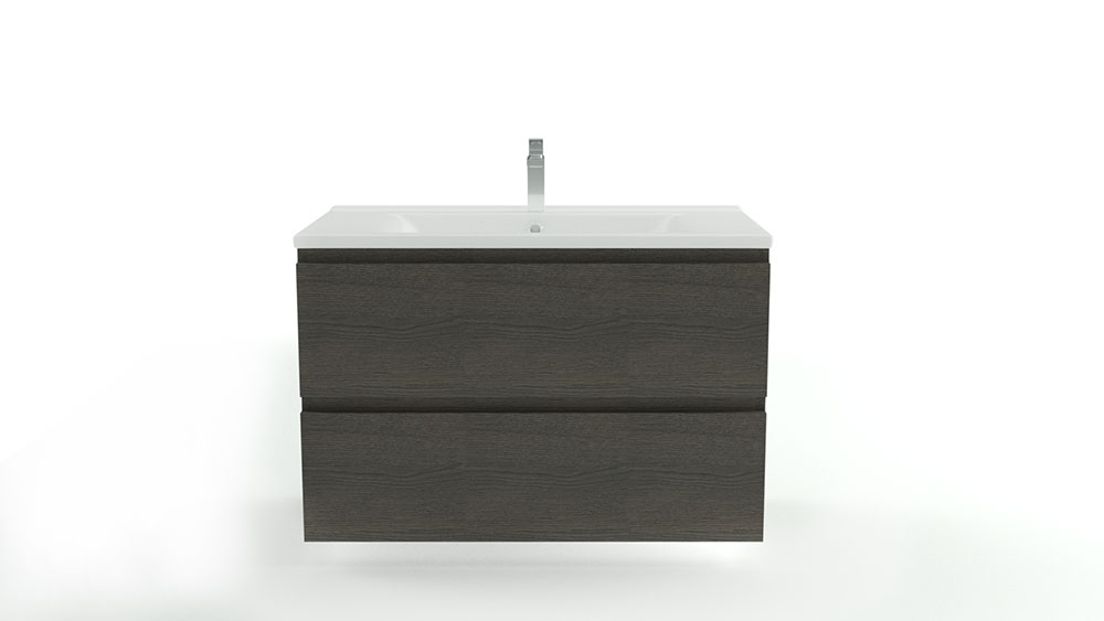 Serie Bellino - Badkamermeubel / Badmeubel / Wastafelkast - 85 cm - Houtnerf Grijs - MDF - Modern