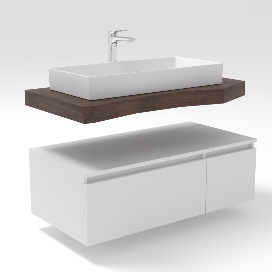Serie Amici - Badkamermeubel / Badmeubel / Wastafelkast - 100 cm - Mat Wit - MDF - Modern