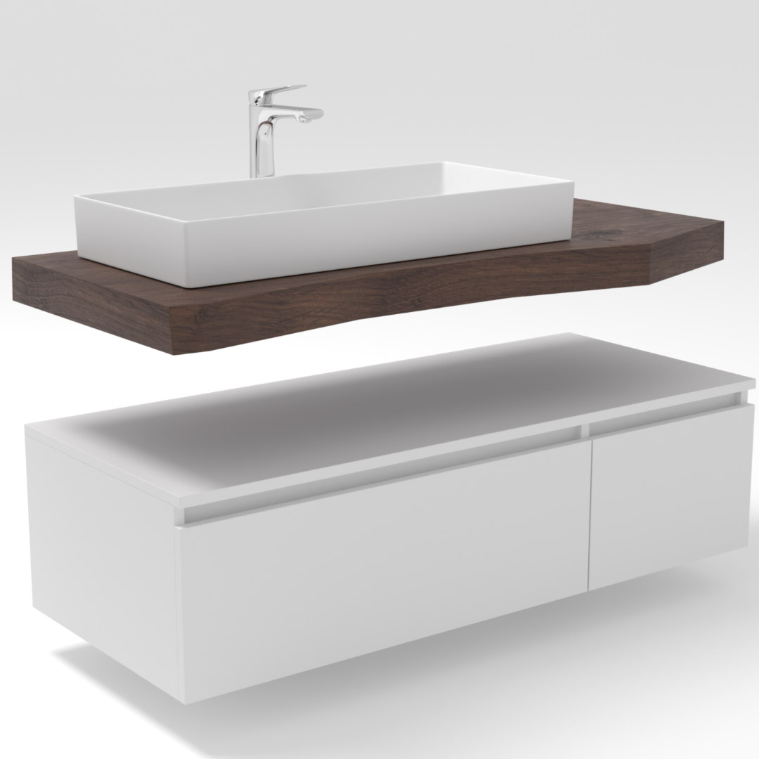 Serie Amici - Badkamermeubel / Badmeubel / Wastafelkast - 120 cm - Mat Wit - MDF - Modern