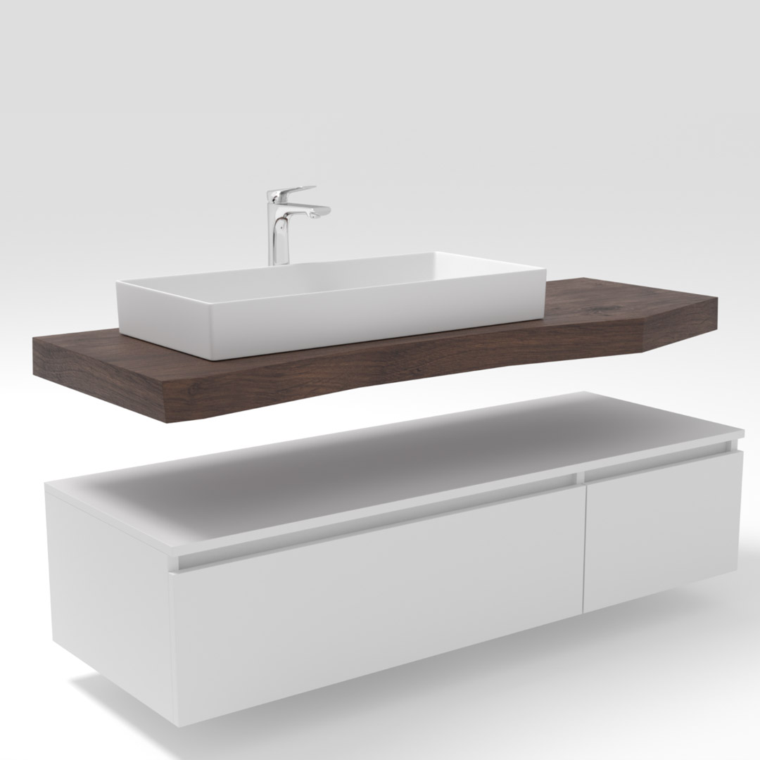 Serie Amici - Badkamermeubel / Badmeubel / Wastafelkast - 140 cm - Mat Wit - MDF - Modern