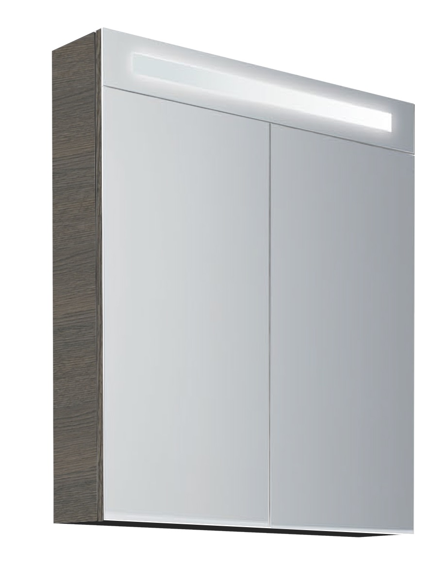Serie Bellino - Badkamerkast / Spiegelkast - 65 cm - Houtnerf Grijs - MDF - Modern