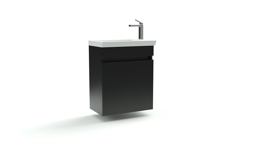 Serie Ivreo - Badkamermeubel / Toiletmeubel - 45x28x55 cm - Mat Zwart - MDF - Industrieel