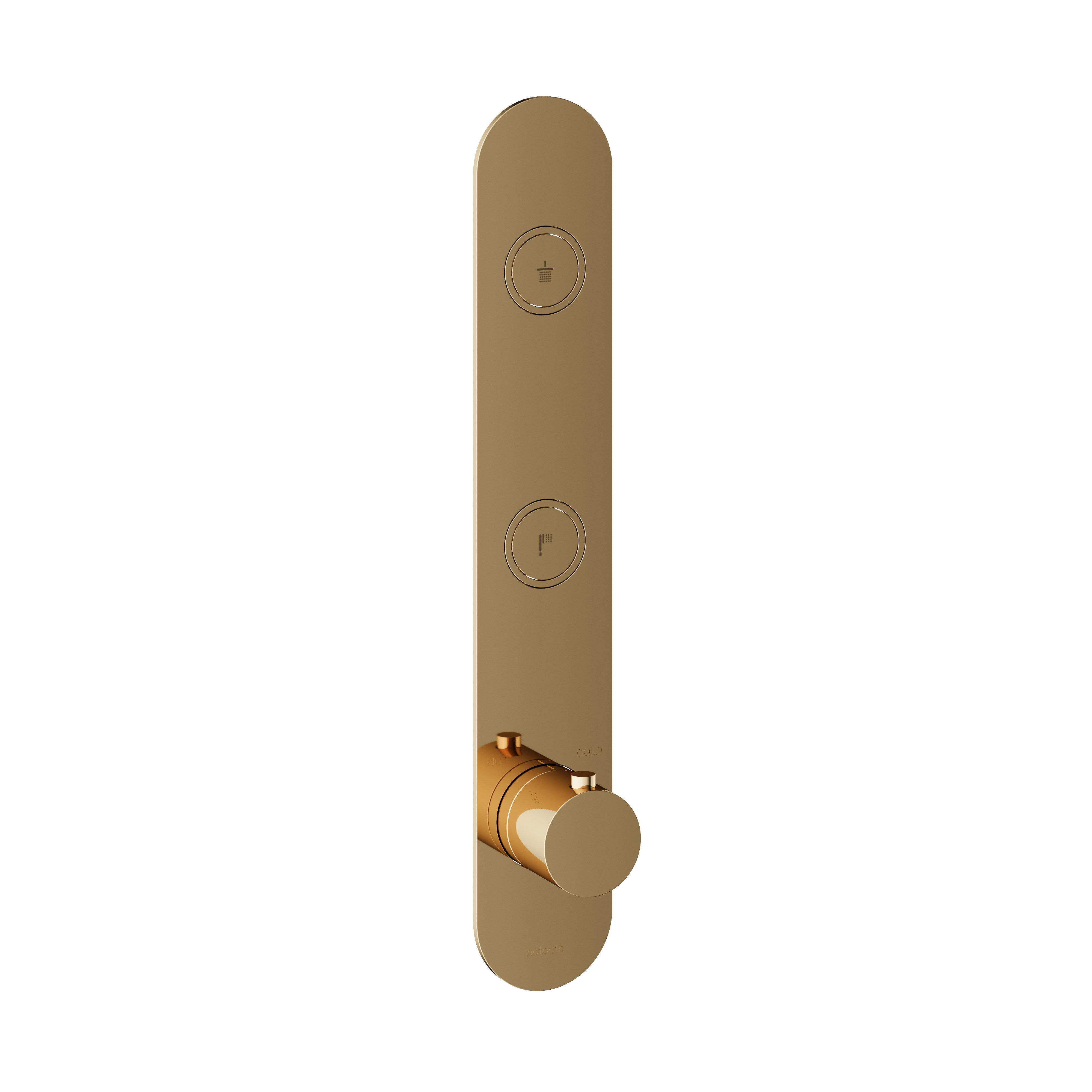 Hotbath Cobber Afbouwdeel - Inbouw Thermostaatkraan Met 2 Pushbuttons Verticale Plaatsing Gepolijst Messing PVD