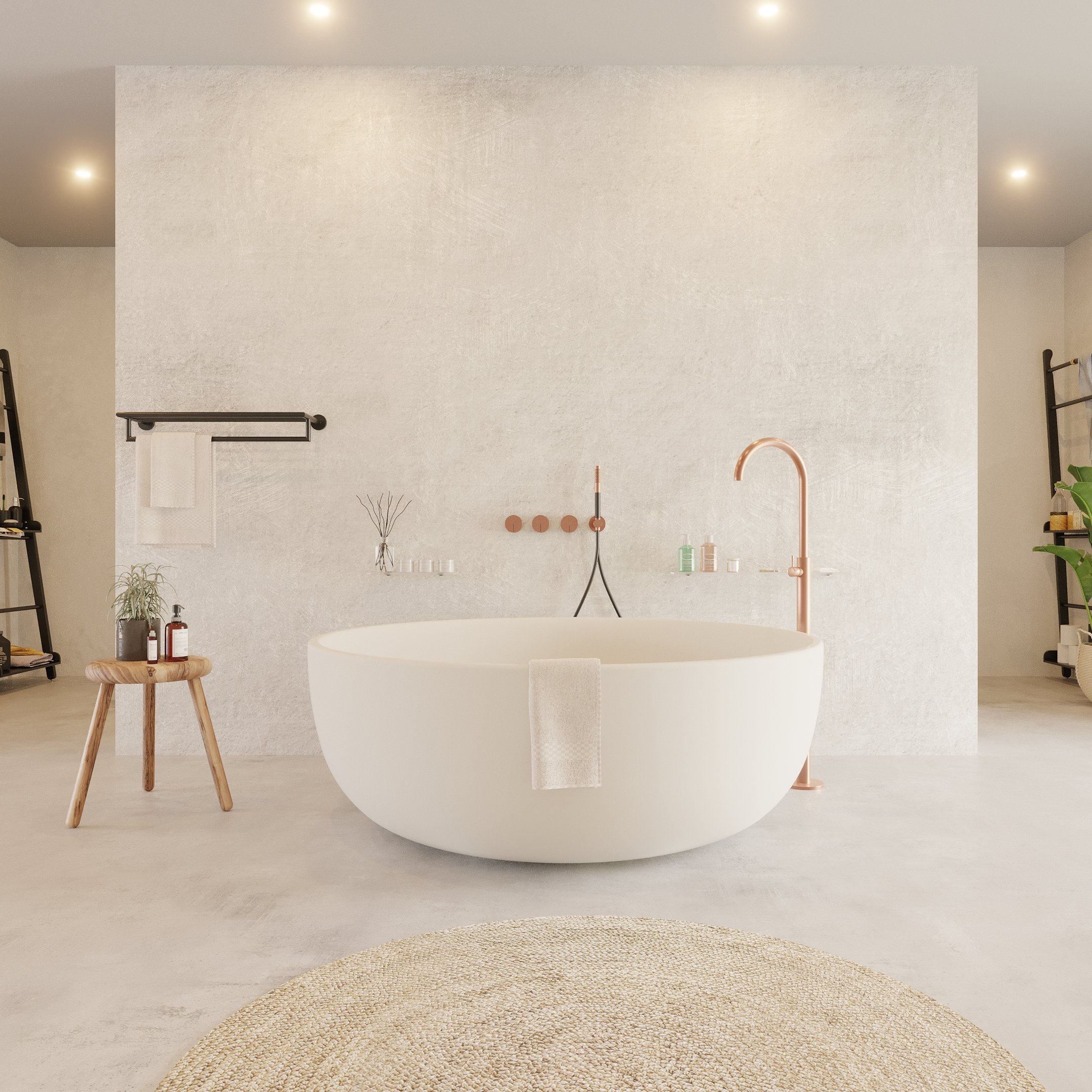 Ideavit Solidround Vrijstaand bad 135x135cm rond Solid surface wit