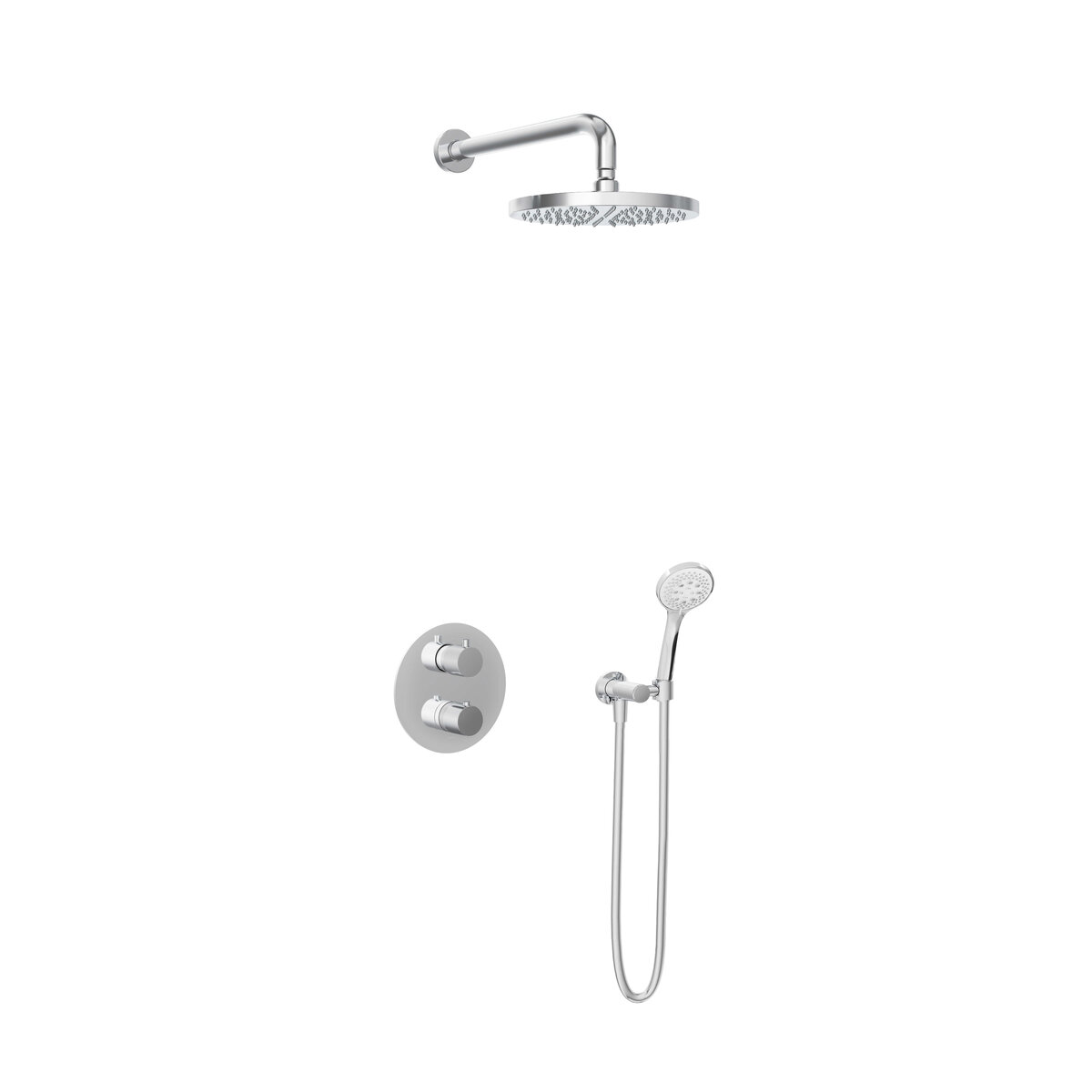 Hotbath Buddy Inbouw Regendoucheset Met 2-Weg-Omstel, Wandarm, Hoofddouche 25cm en 3-Standen Handdouche Chroom