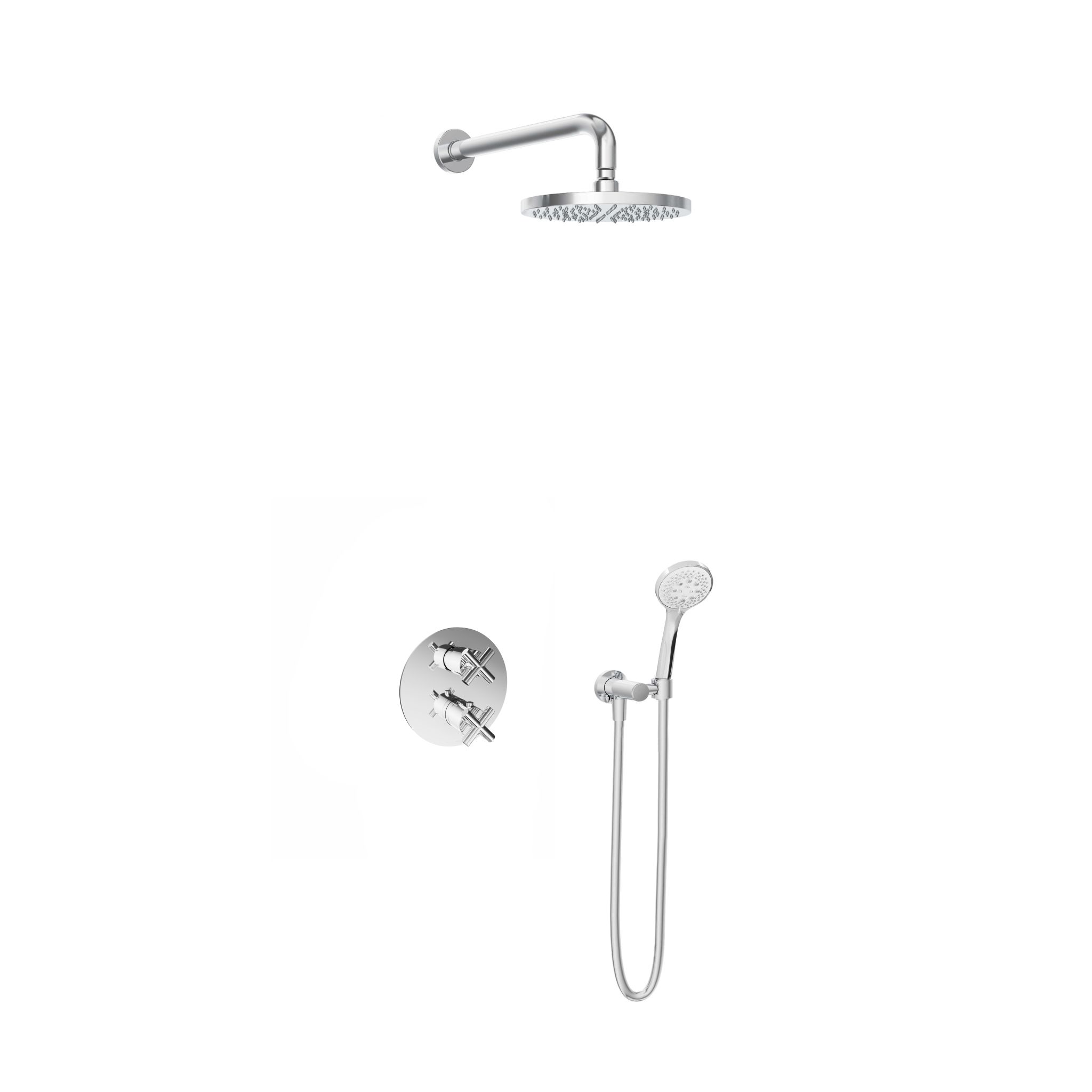 Hotbath Chap Inbouw Regendoucheset Rond Met 2-Weg-Omstel, Wandarm, Hoofddouche 20cm En 3-Standen Handdouche Chroom