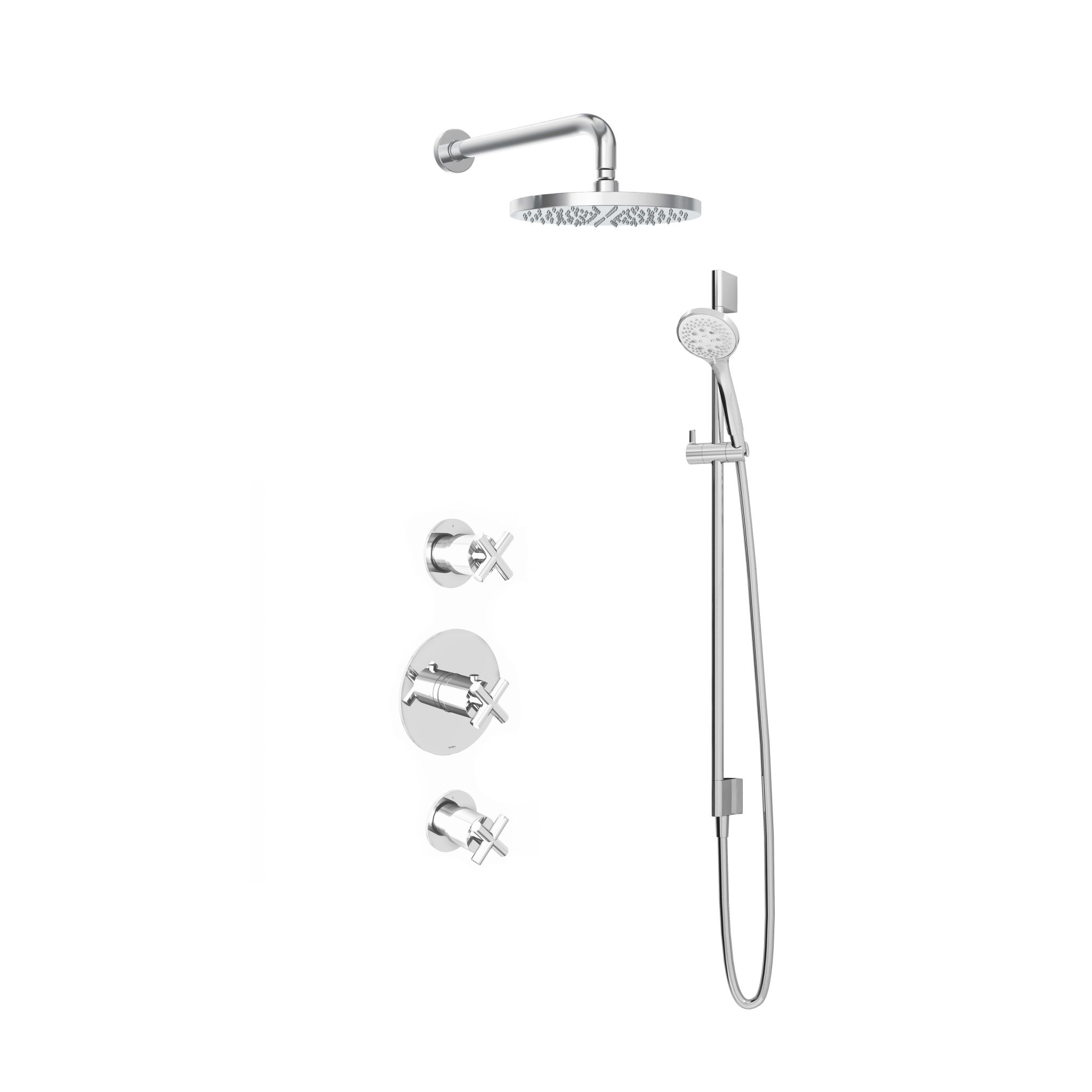 Hotbath Chap Inbouw Regendoucheset Rond Met 2 Stopkranen, Wandarm, Hoofddouche 25cm, 3-Standen Handdouche En Glijstang Chroom