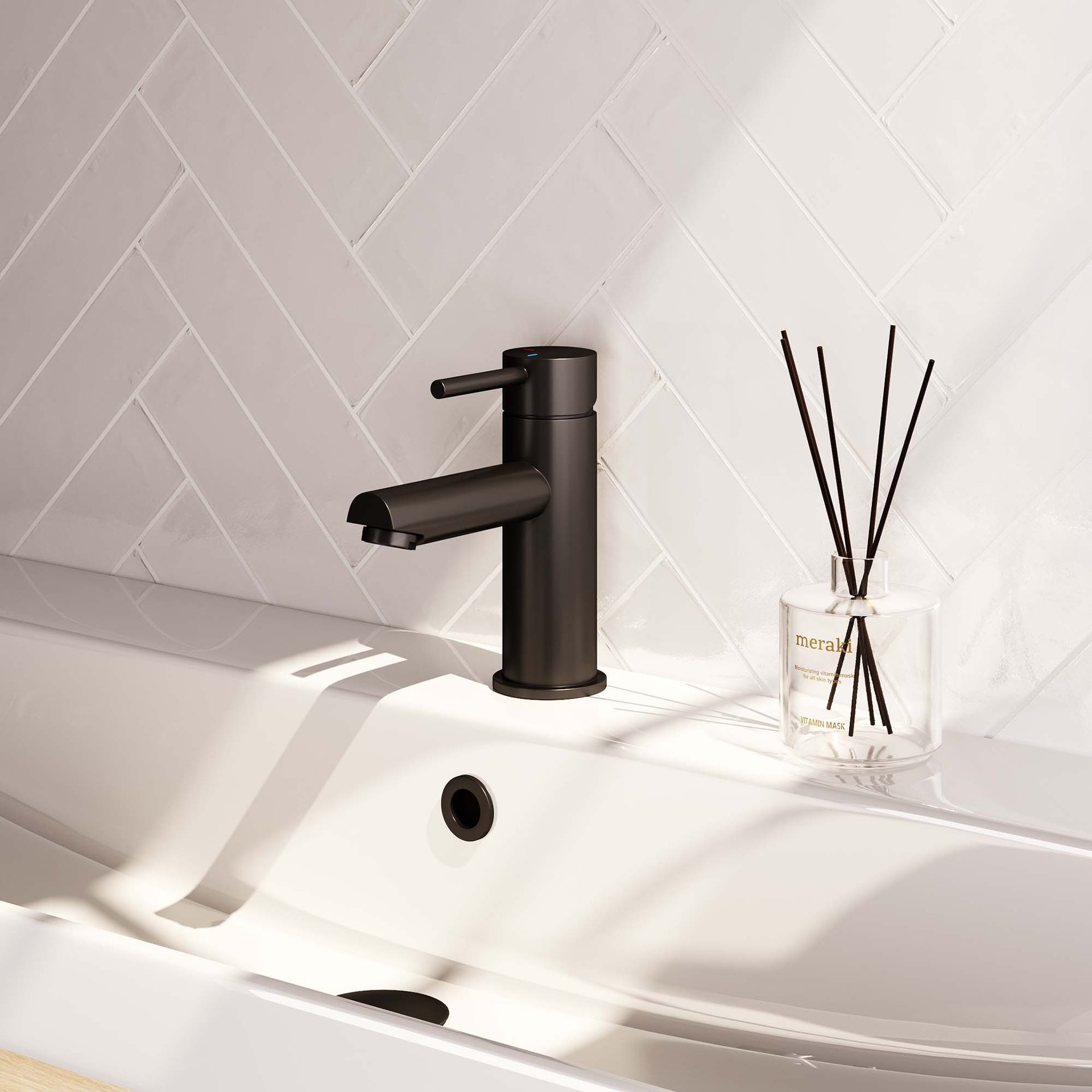 BRAUER Stripe lage opbouw wastafelmengkraan model A mat zwart
