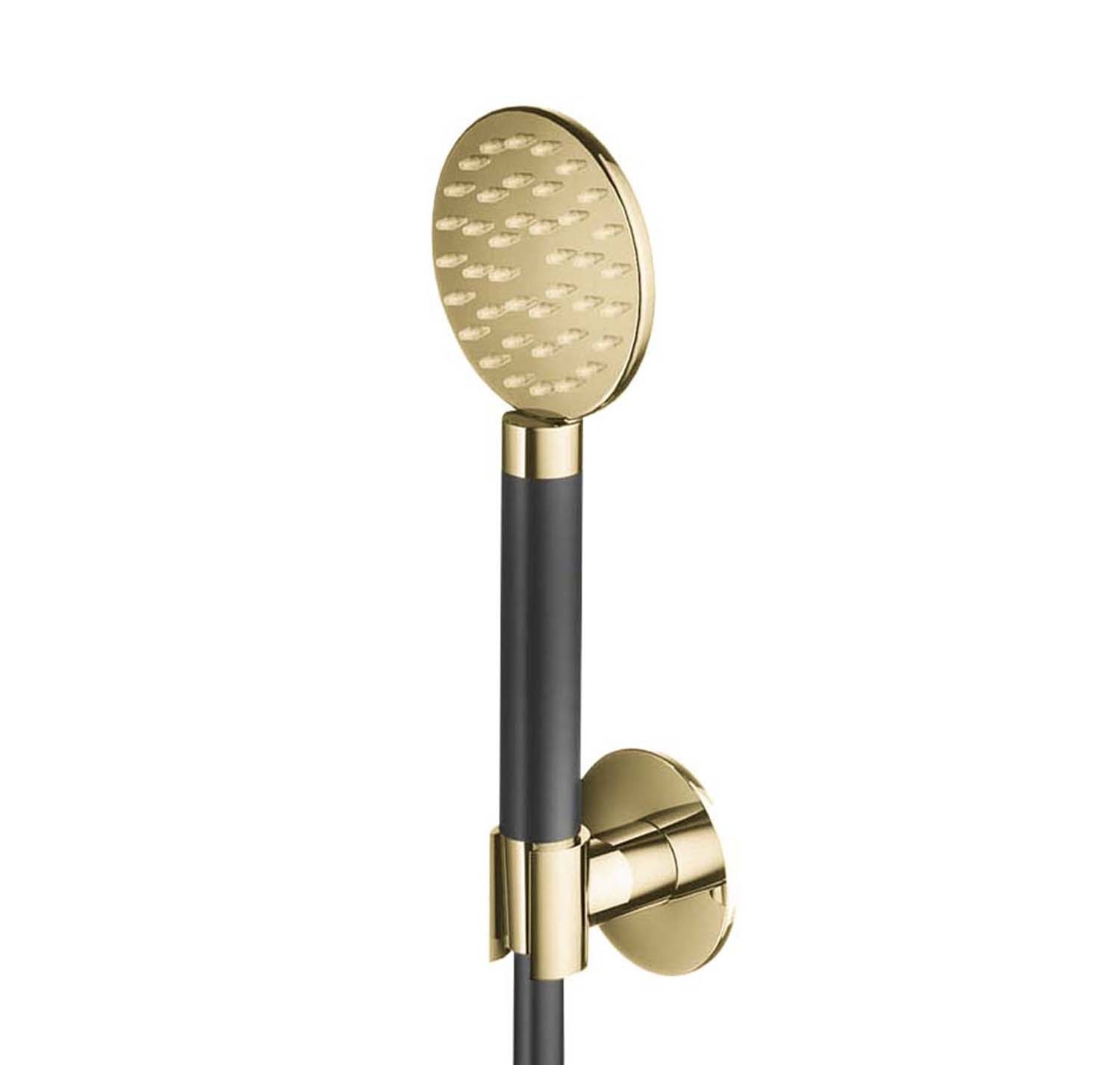 Hotbath Cobber Ronde Handdouche Met Wandsteun En Doucheslang 150cm Gepolijst Messing PVD