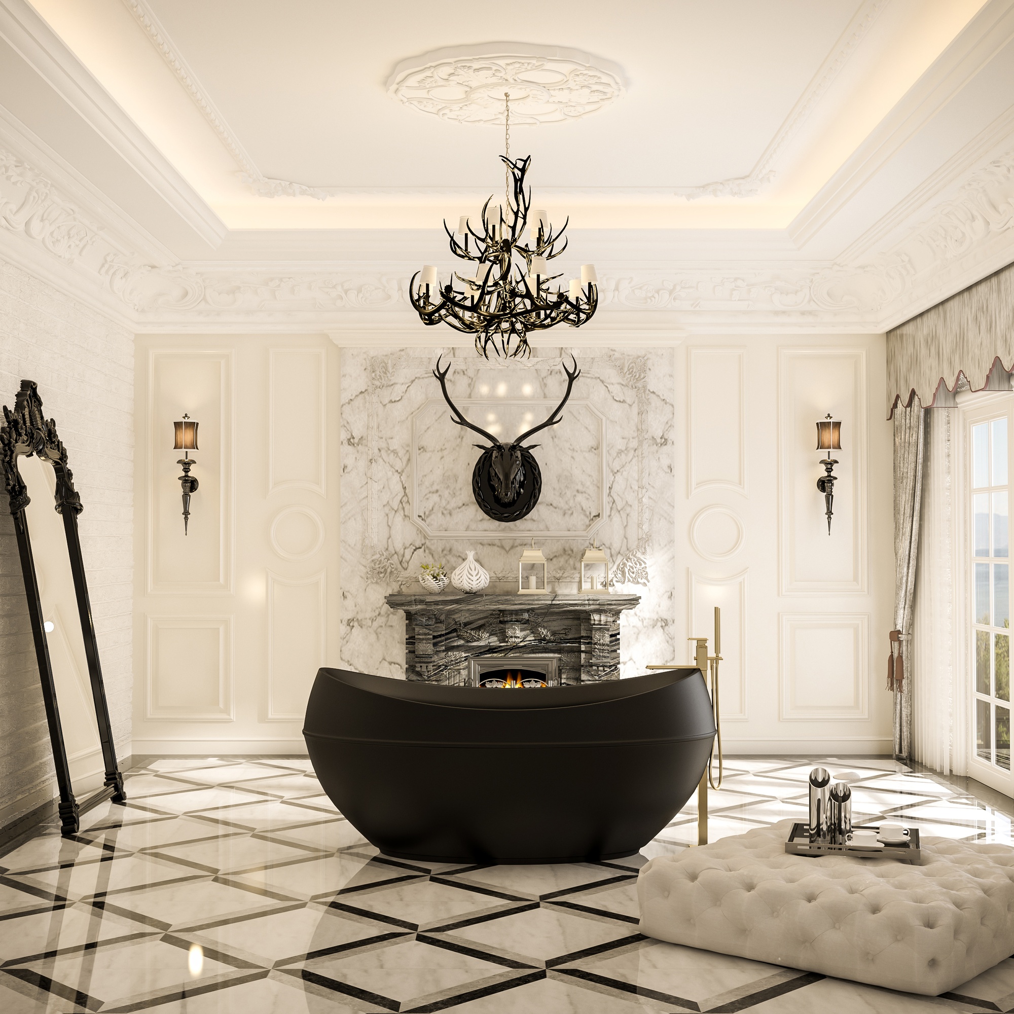 Creavit Adonis Acryl Vrijstaand Bad Mat Zwart 190×96×82 cm