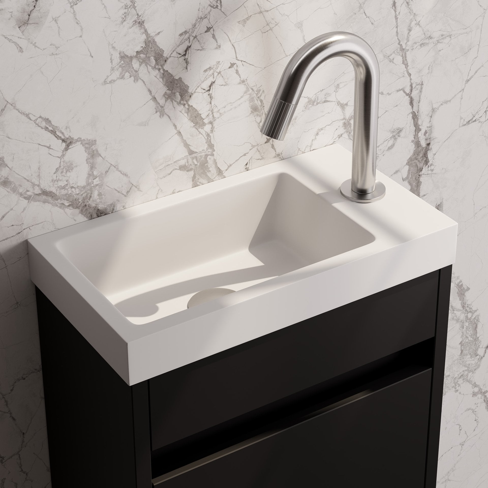 BRAUER Stripe opbouw fonteinkraan met gebogen uitloop RVS-kleurig geborsteld PVD