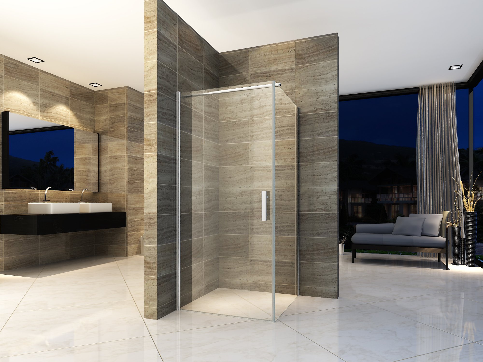 Creavit Aloni Draaideur + Zijwand 6mm 80x80x190cm