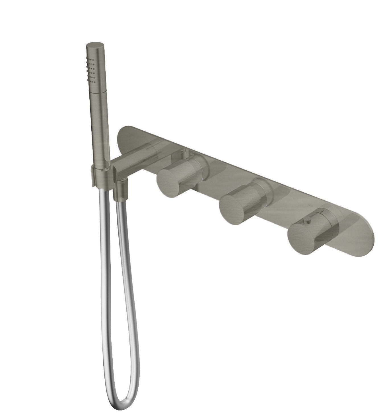 Hotbath Buddy Inbouw Badthermostaatkraan Met 2 Stopkranen En Handdouche Geborsteld Nikkel