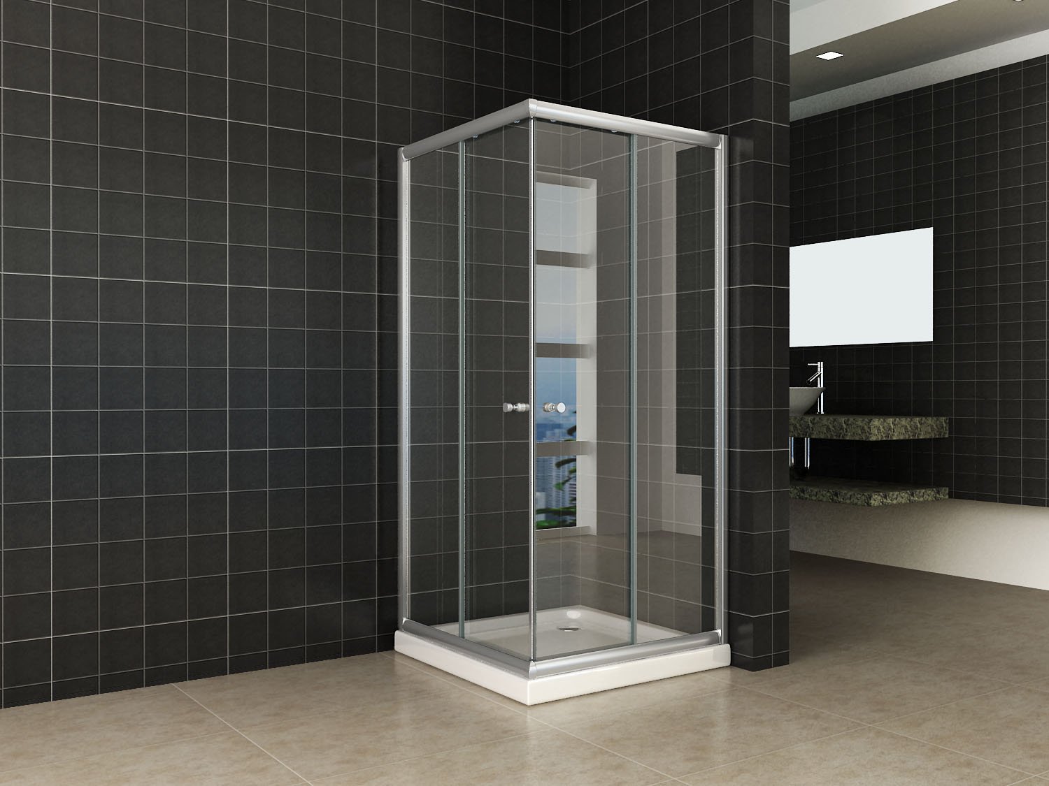 Eco hoekinstap douchecabine 5mm 1000x1000x1900 helder glas
