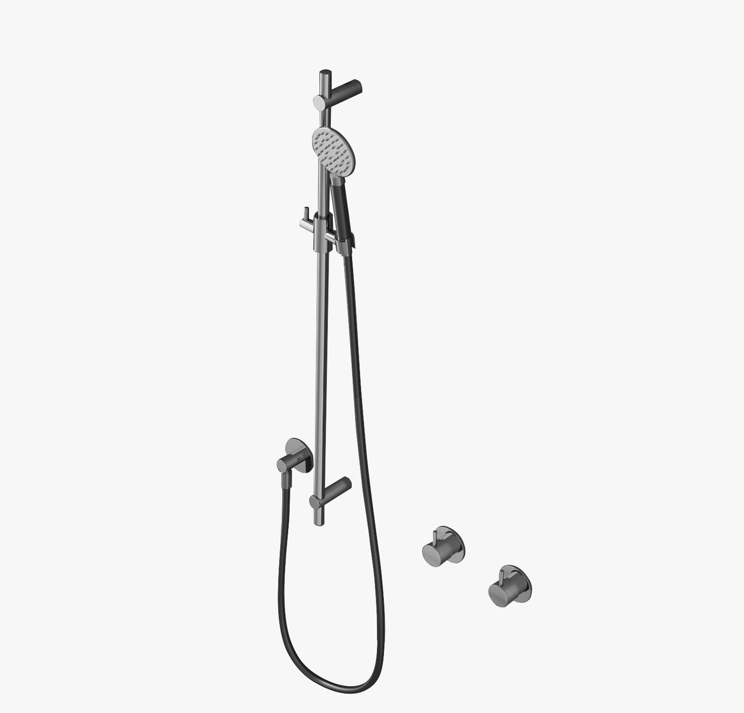 Hotbath Glijstang 90cm Met Wandaansluitbocht, Doucheslang 150cm En Ronde Handdouche Verouderd Ijzer