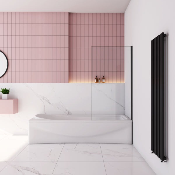 Badwand Black Primrose 1-Delig 80x140 6Mm Helder Glas Antikalk mat zwart