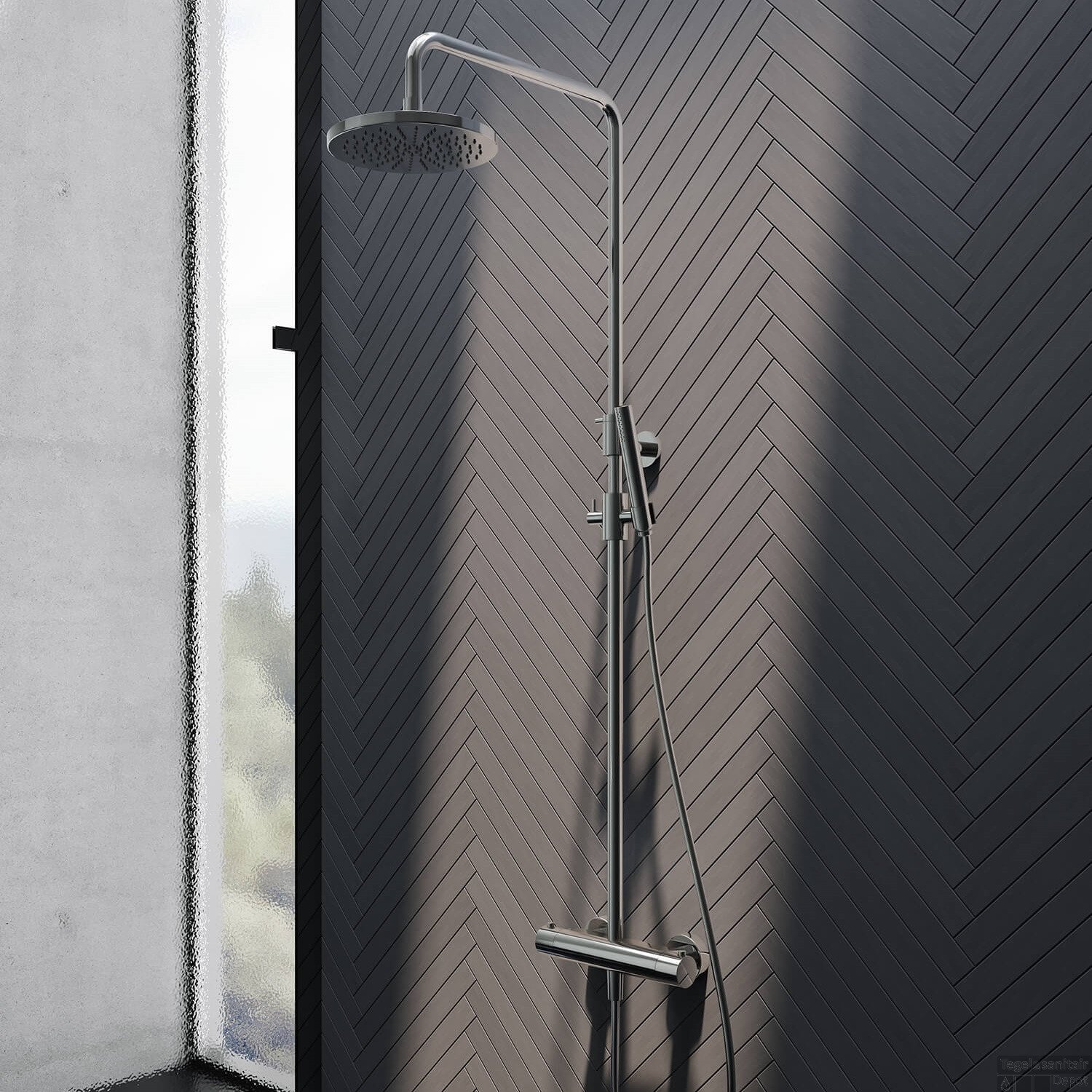 Hotbath Opbouw Regendoucheset Buddy - Laddy Met Hoofddouche 25cm En Staafhanddouche Chroom