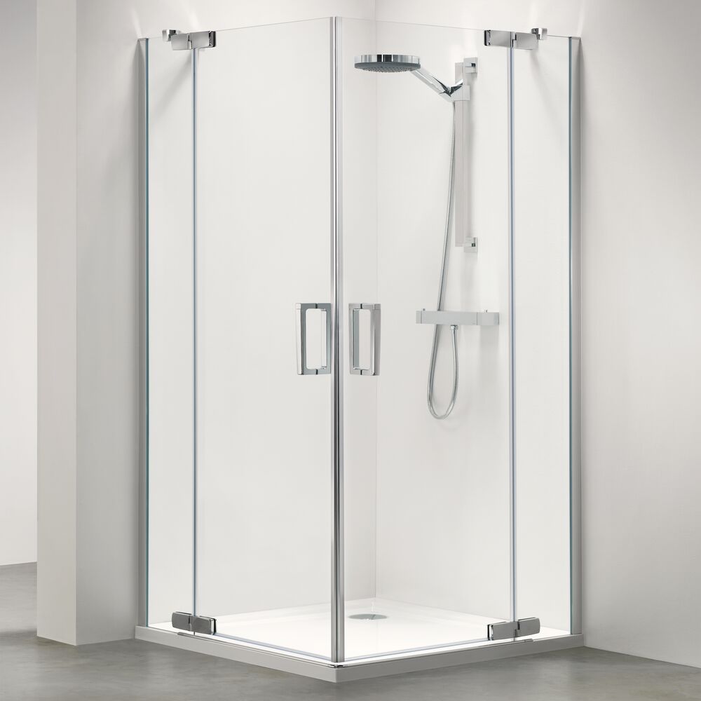 Sealskin Custom Hoekinstap, 900x900 mm, 6 mm helder veiligheidsglas.