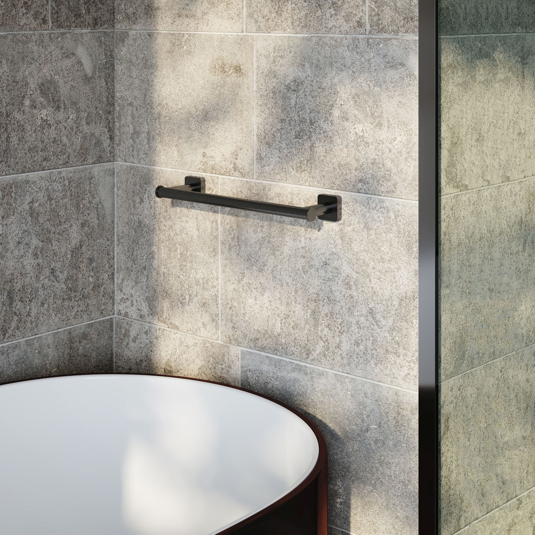 Hotbath Gal Handdoekstang 34 cm Geborsteld Gunmetal PVD