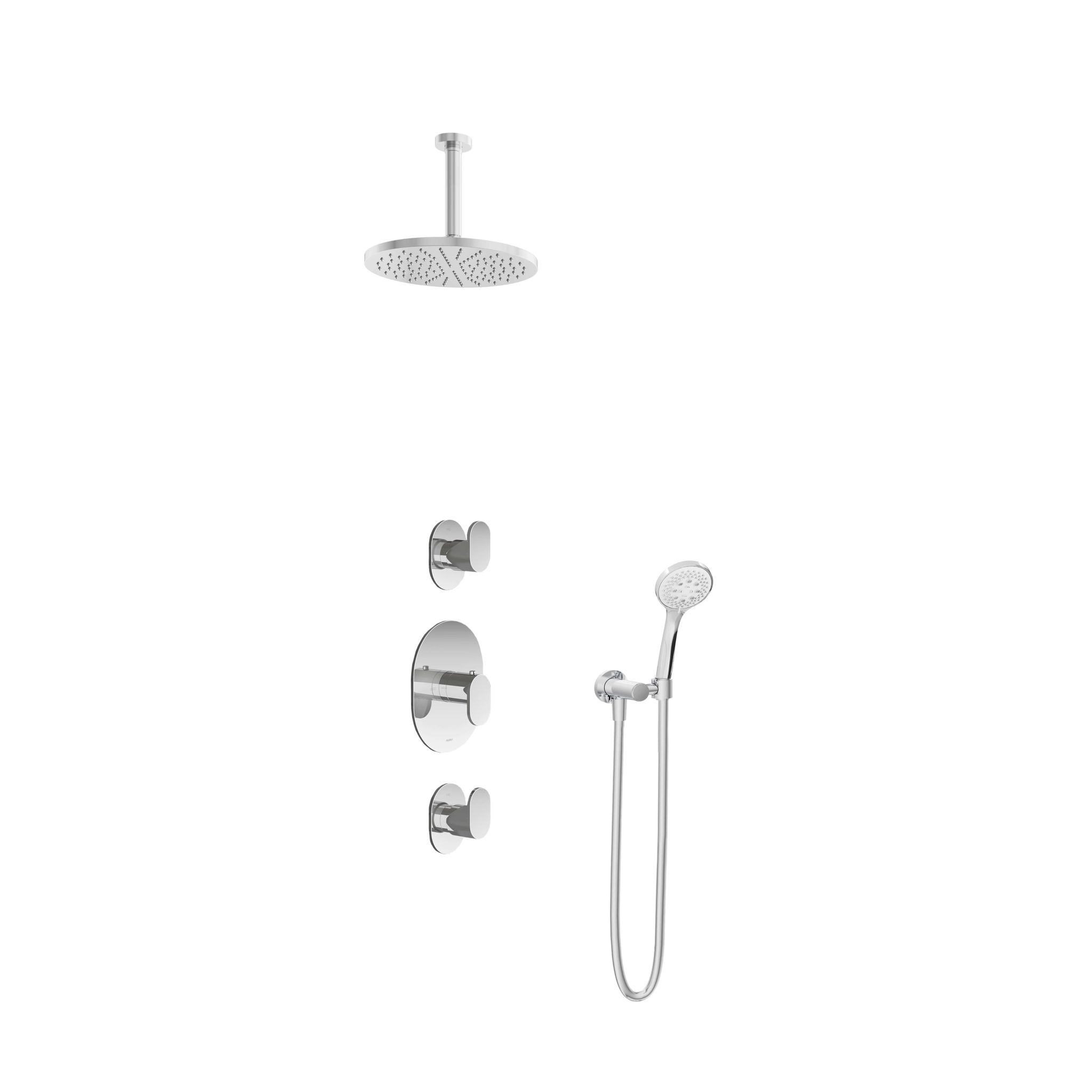 Hotbath Friendo Inbouw Regendoucheset Rond Met 2 Stopkranen, Plafondbuis 15cm, Hoofddouche 25cm En 3-Standen Handdouche Chroom