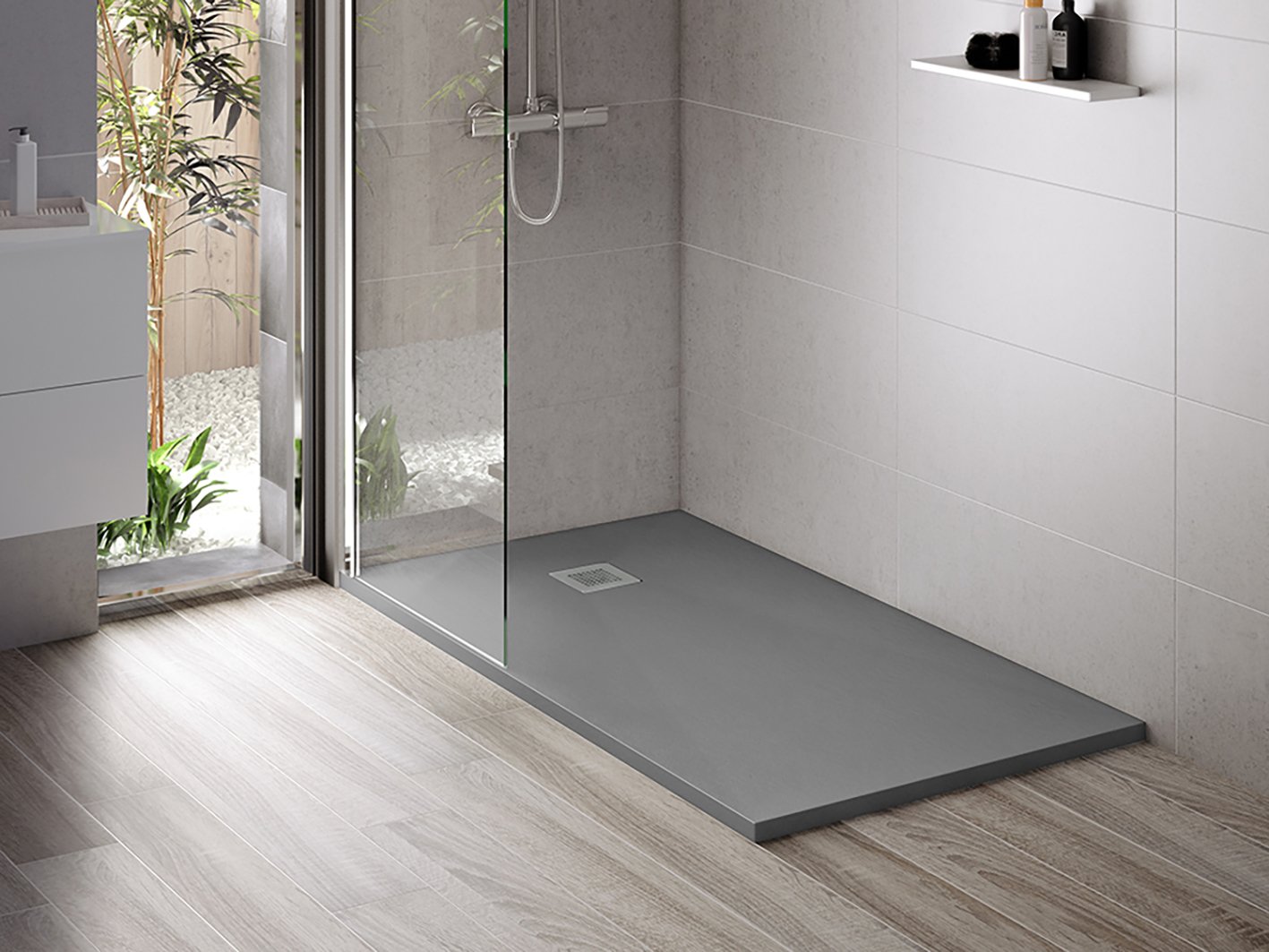 Creavit Aloni Madison Flat Composietsteen Douchebak Grijs 120x80x3cm