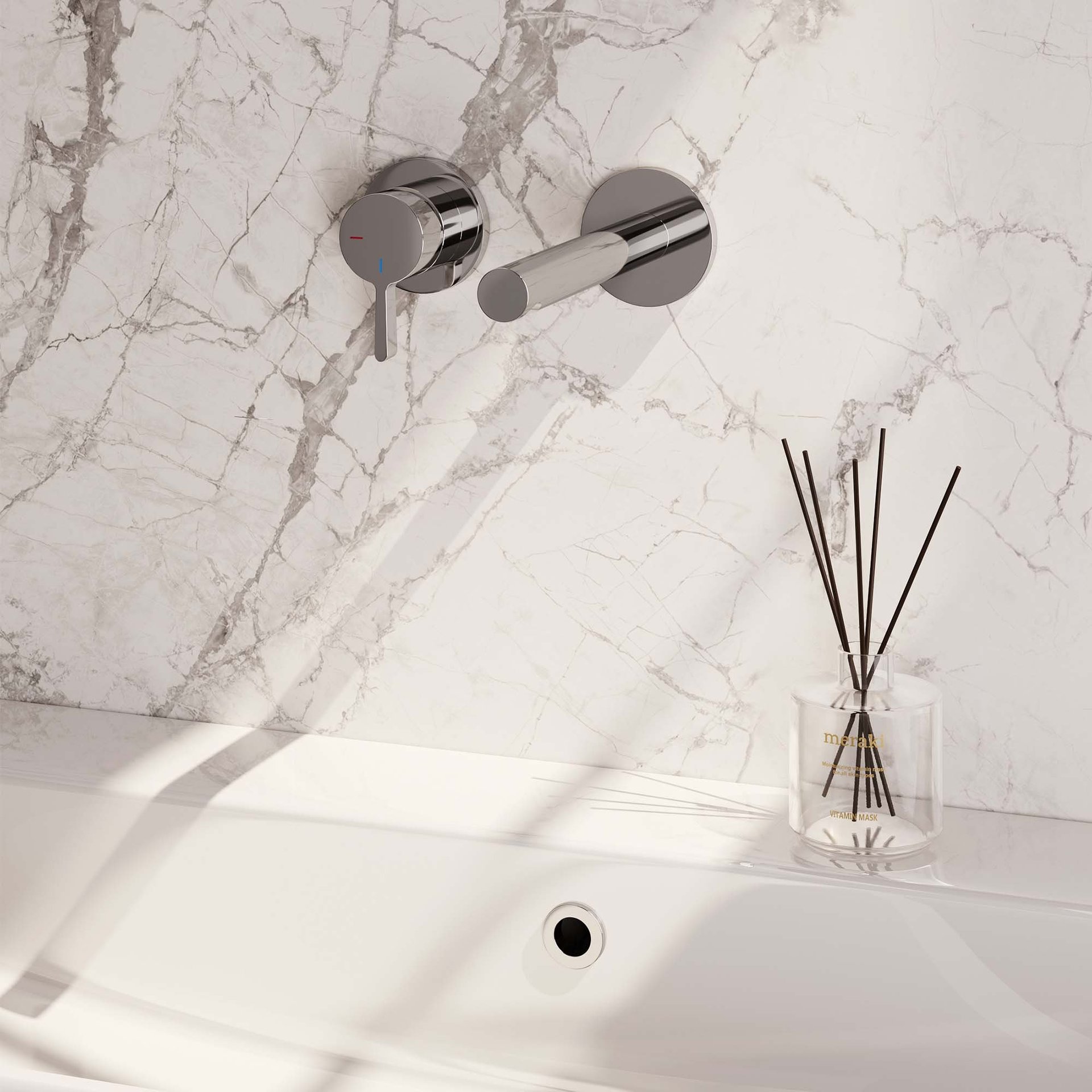 BRAUER Chrome Edition inbouw wastafelmengkraan met rechte uitloop en rozetten model E2 chroom