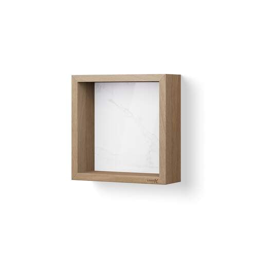 Looox Silestone Wooden BoX 30x30 cm, eiken old grey, achterplaat Silestone Calacatta Gold Polished