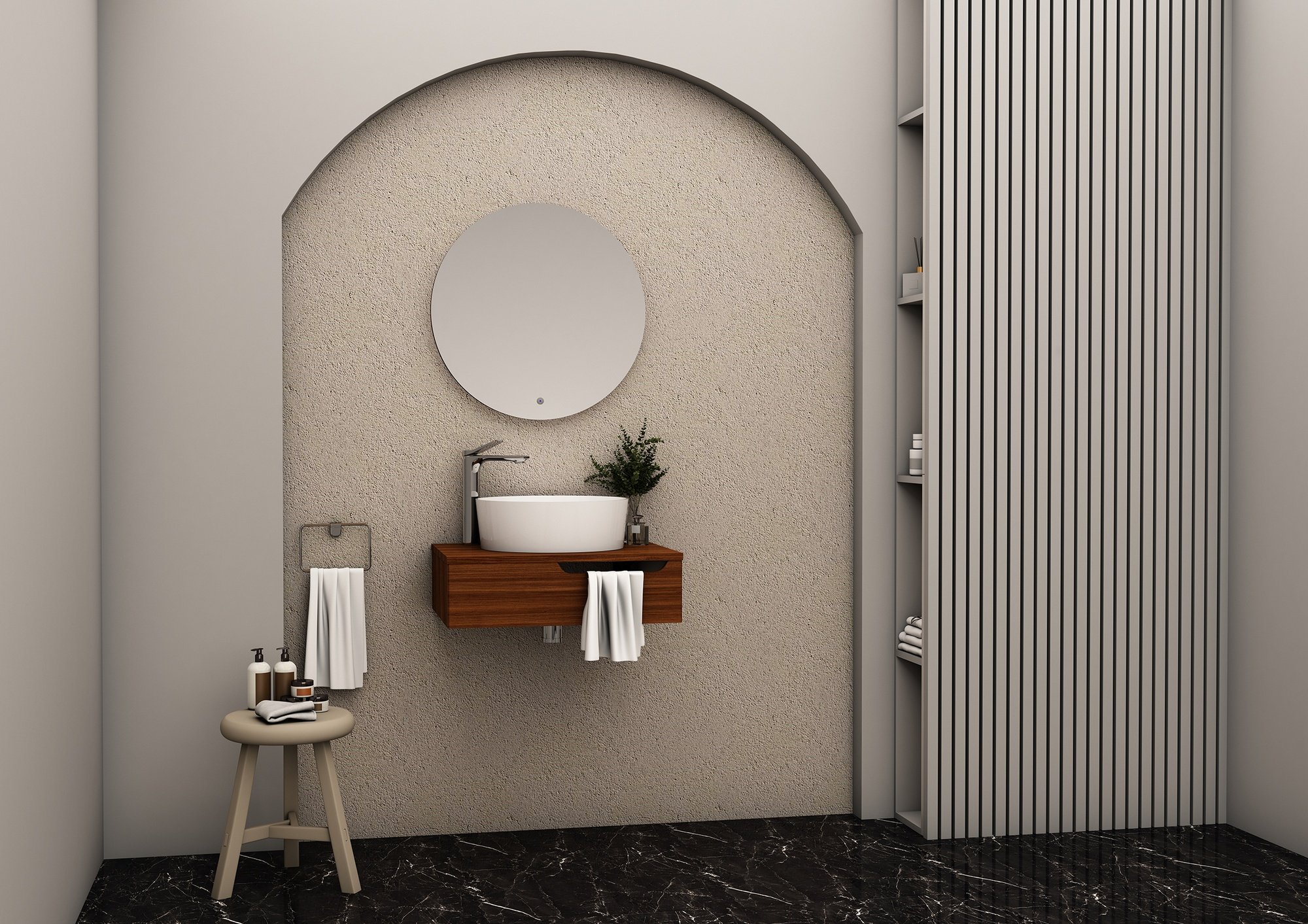 Creavit Aloni Felix Onderkast Met Handdoekuitsparing Walnoot 60 cm