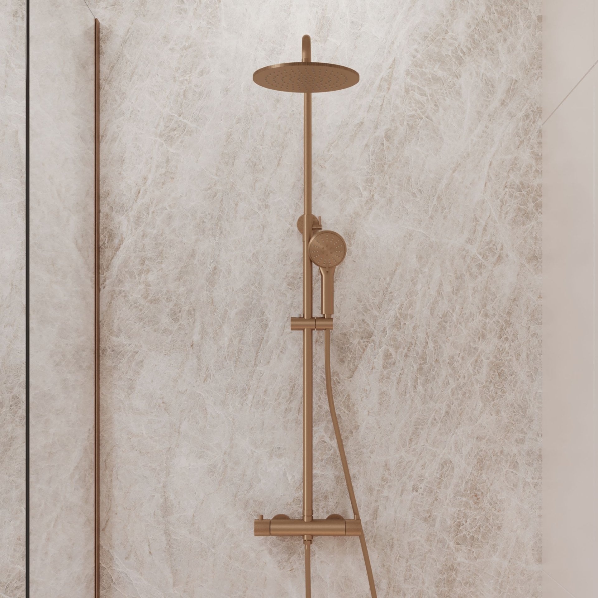 Best-Design "High-End Liora" RVS-304 thermostatische regendouche opbouwset desert brown