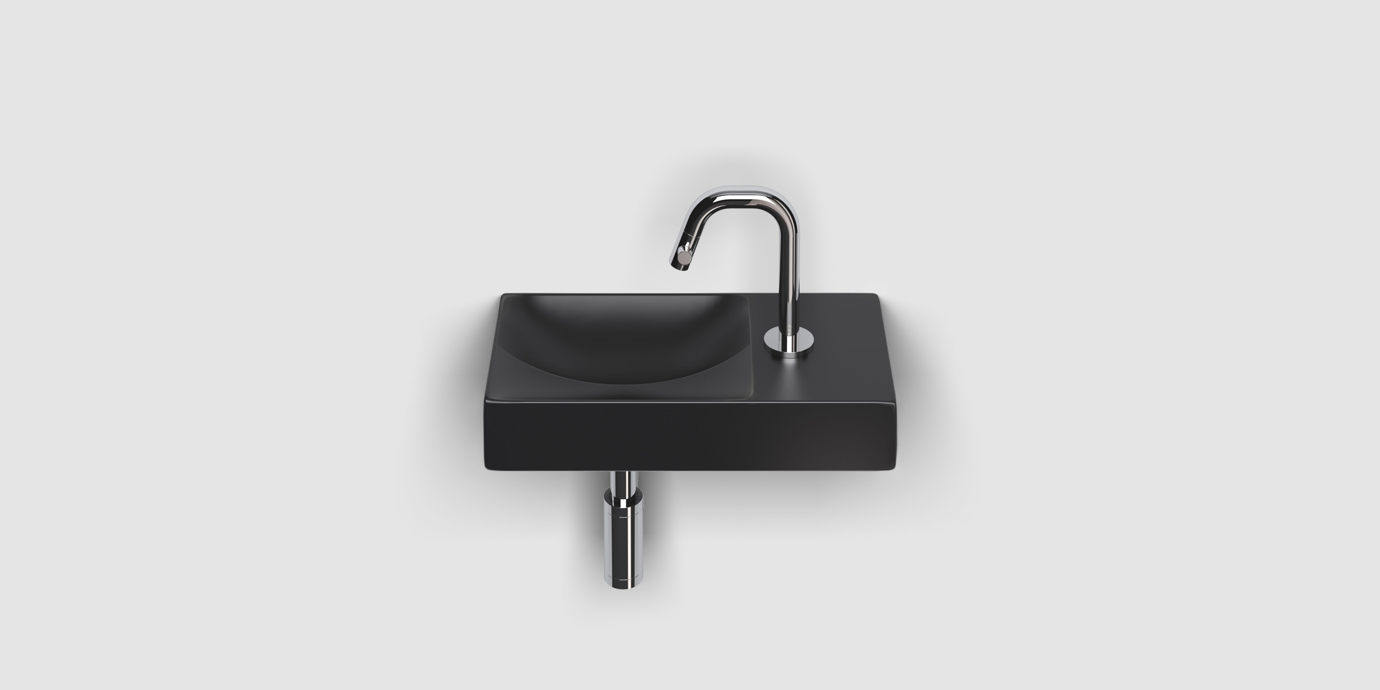 Clou Vale fonteinen keramiek fontein 38x19x7cm kraangat rechts zwart mat