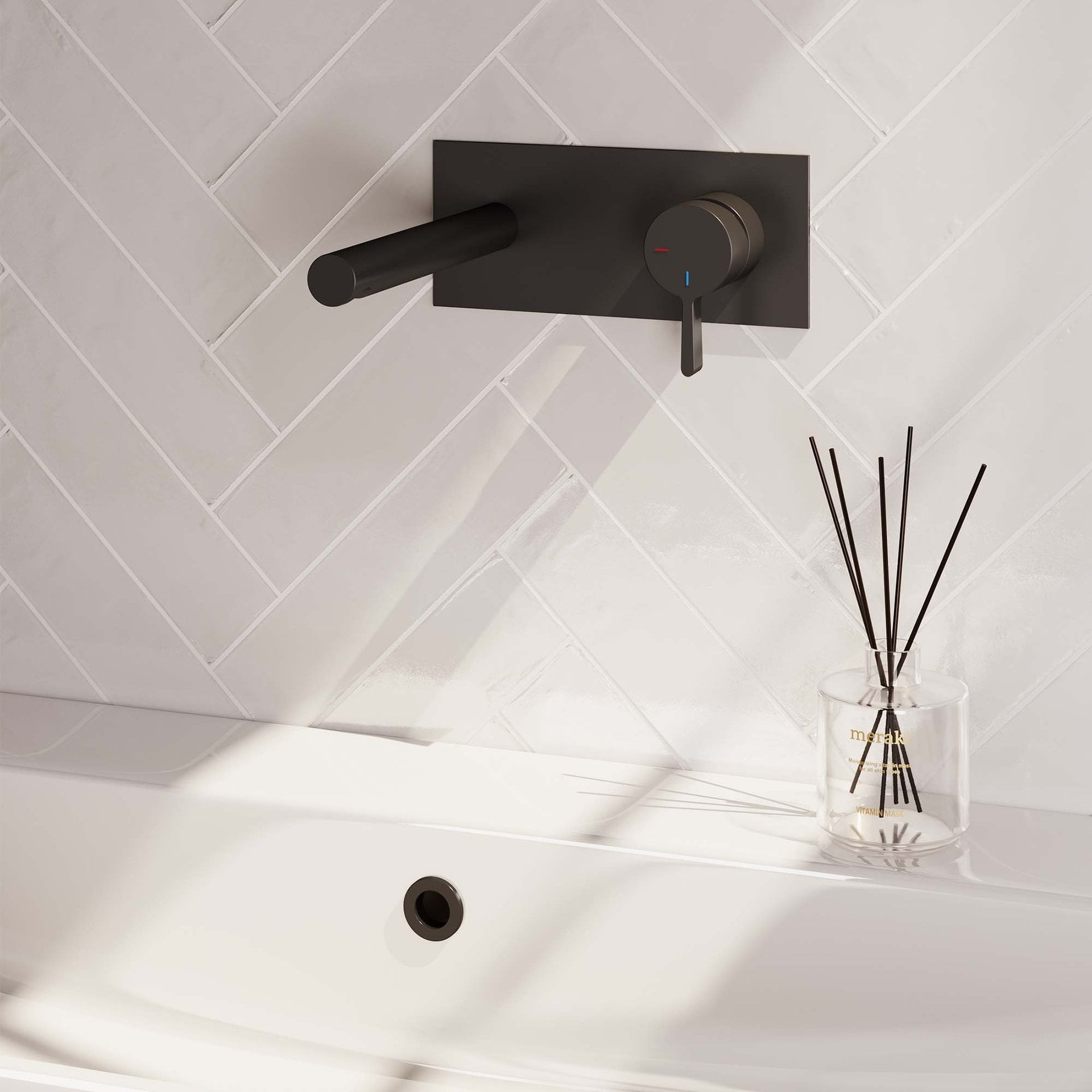 BRAUER Black Edition inbouw wastafelmengkraan met rechte uitloop en afdekplaat model E1 mat zwart