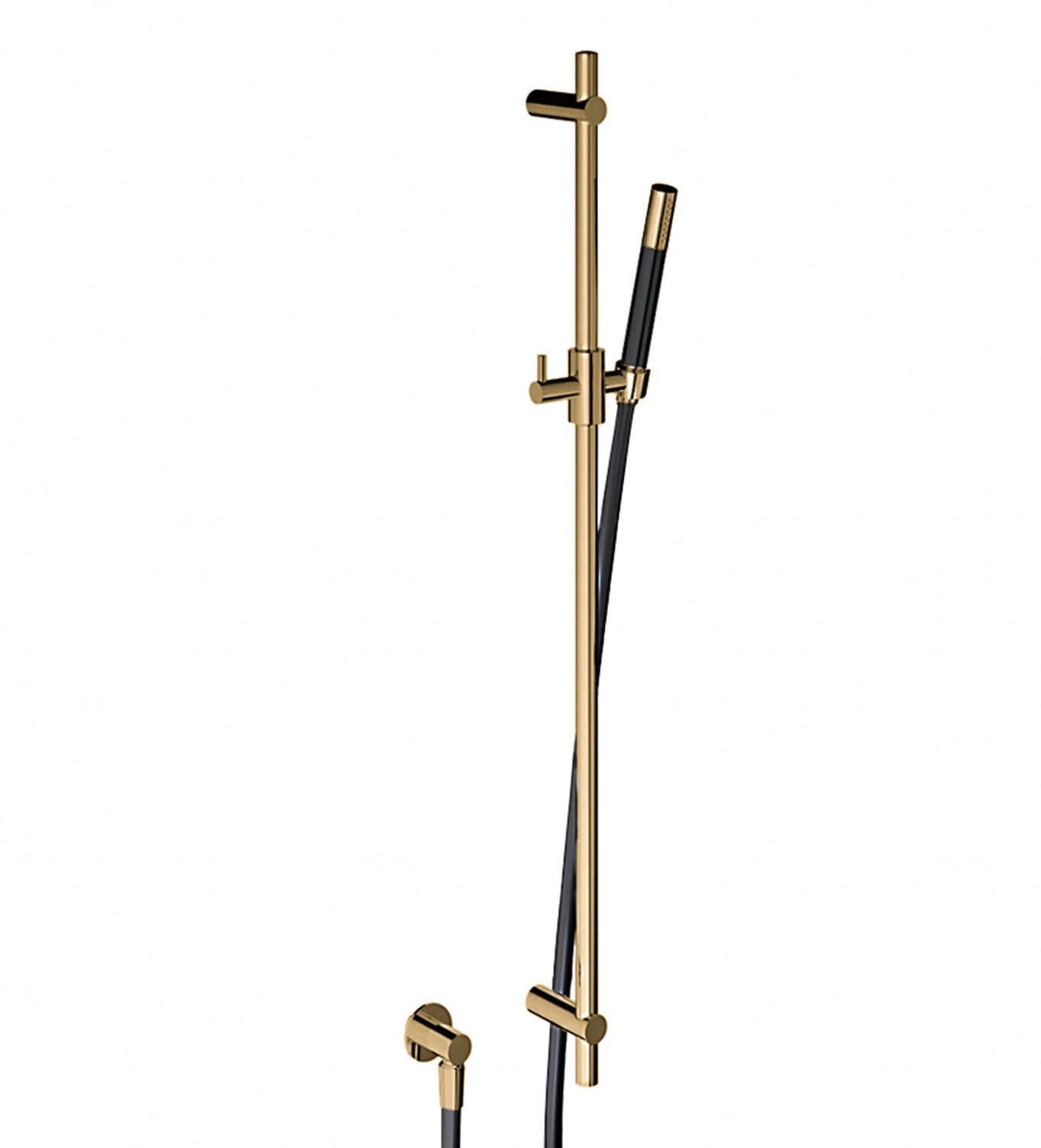 Hotbath Glijstang 90cm Met Wandaansluitbocht, Doucheslang 150cm En Staafhanddouche Gepolijst Messing - Living Colours