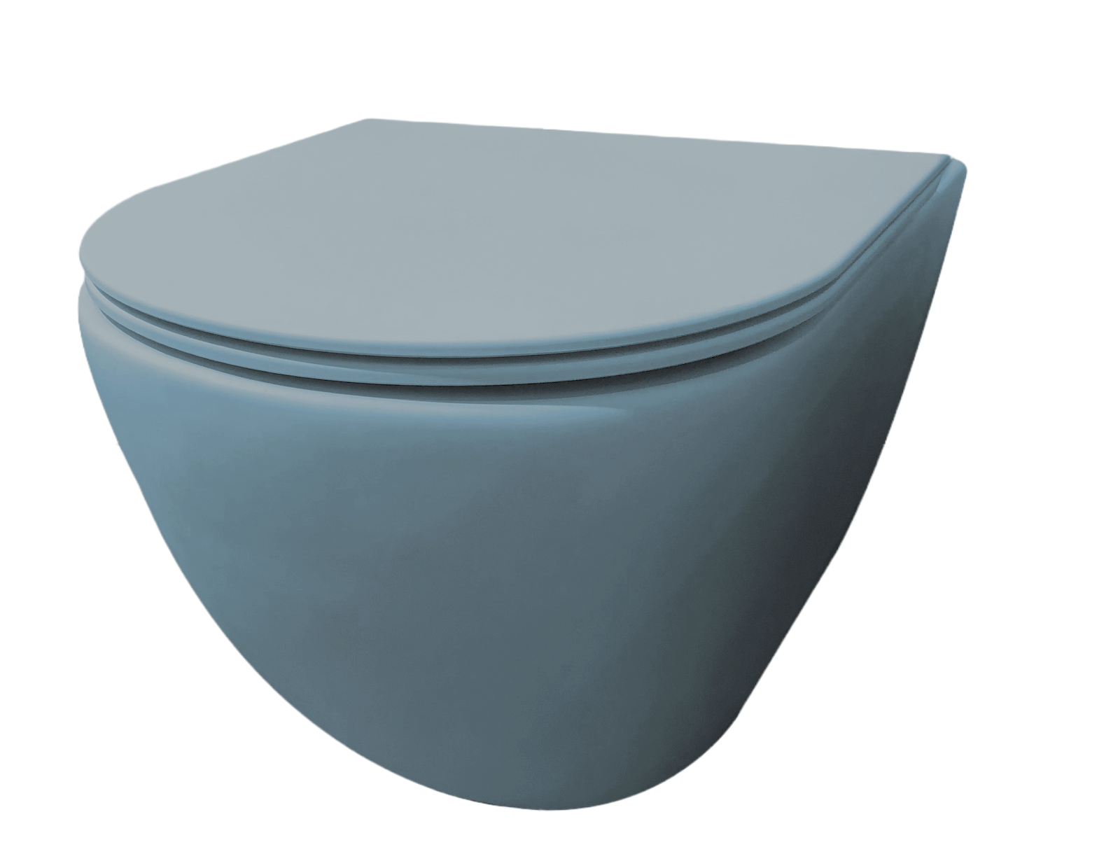 Best-Design "Morrano-49-Zonder-Spoelrand" wandcloset blinde bevestiging incl. zitting Mat-lichtblauw