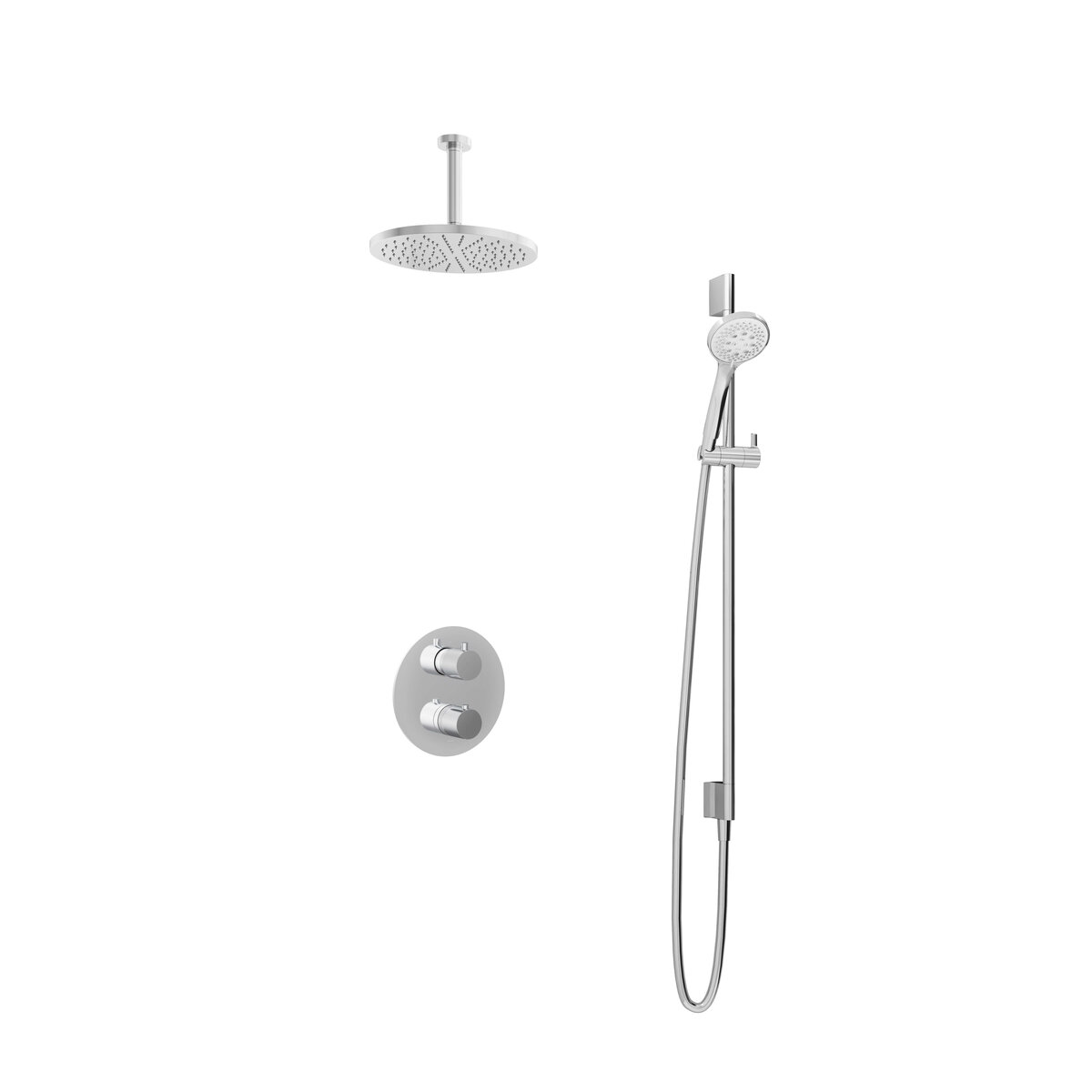 Hotbath Buddy Inbouw Regendoucheset Met 2-Weg-Omstel, Plafondbuis 15cm, Hoofddouche 30cm, 3-Standen Handdouche En Glijstang Chroom